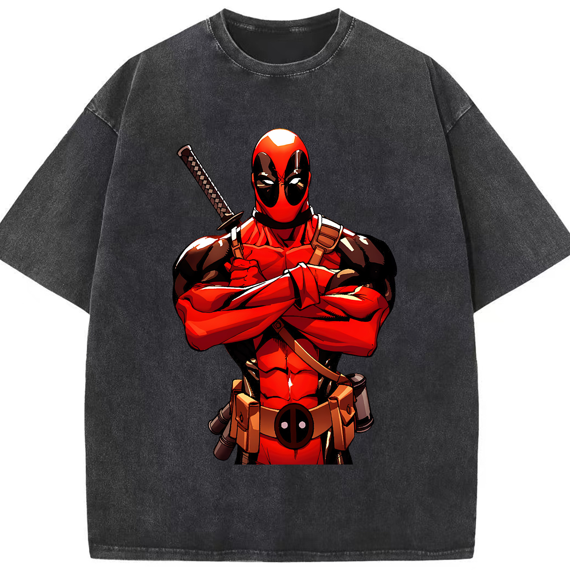 （画像用） Deadpool デッドプール 綿100% ヴィンテージ風 半袖Tシャツ（フロントプリント）