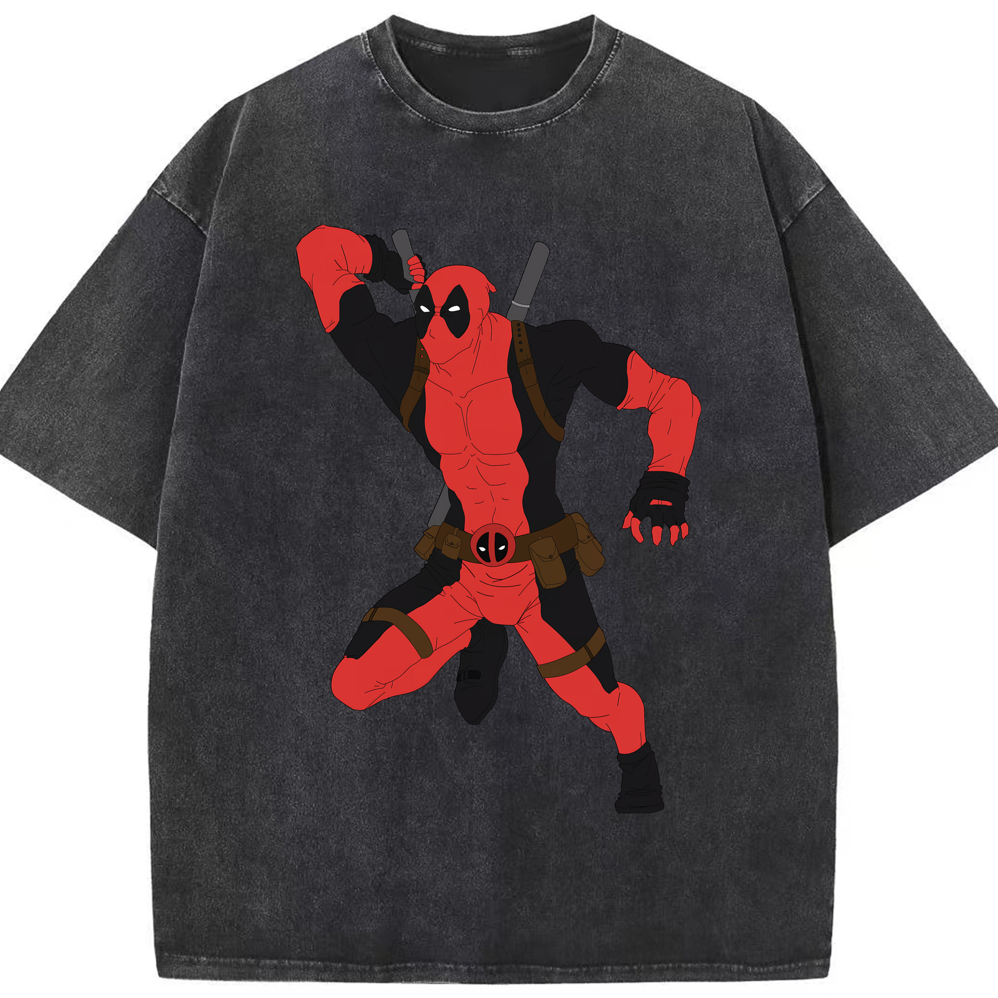（画像用） Deadpool デッドプール 綿100% ヴィンテージ風 半袖Tシャツ（フロントプリント）