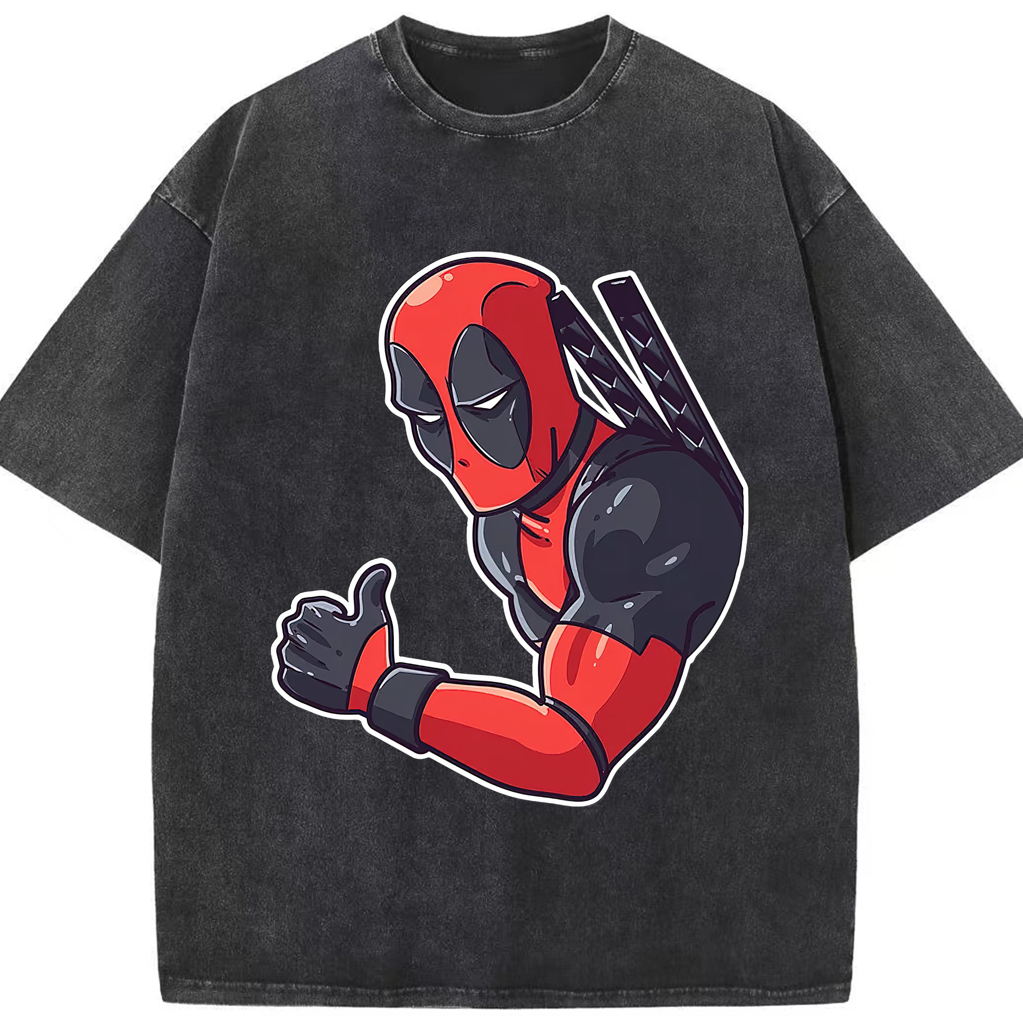 （画像用） Deadpool デッドプール 綿100% ヴィンテージ風 半袖Tシャツ（フロントプリント）