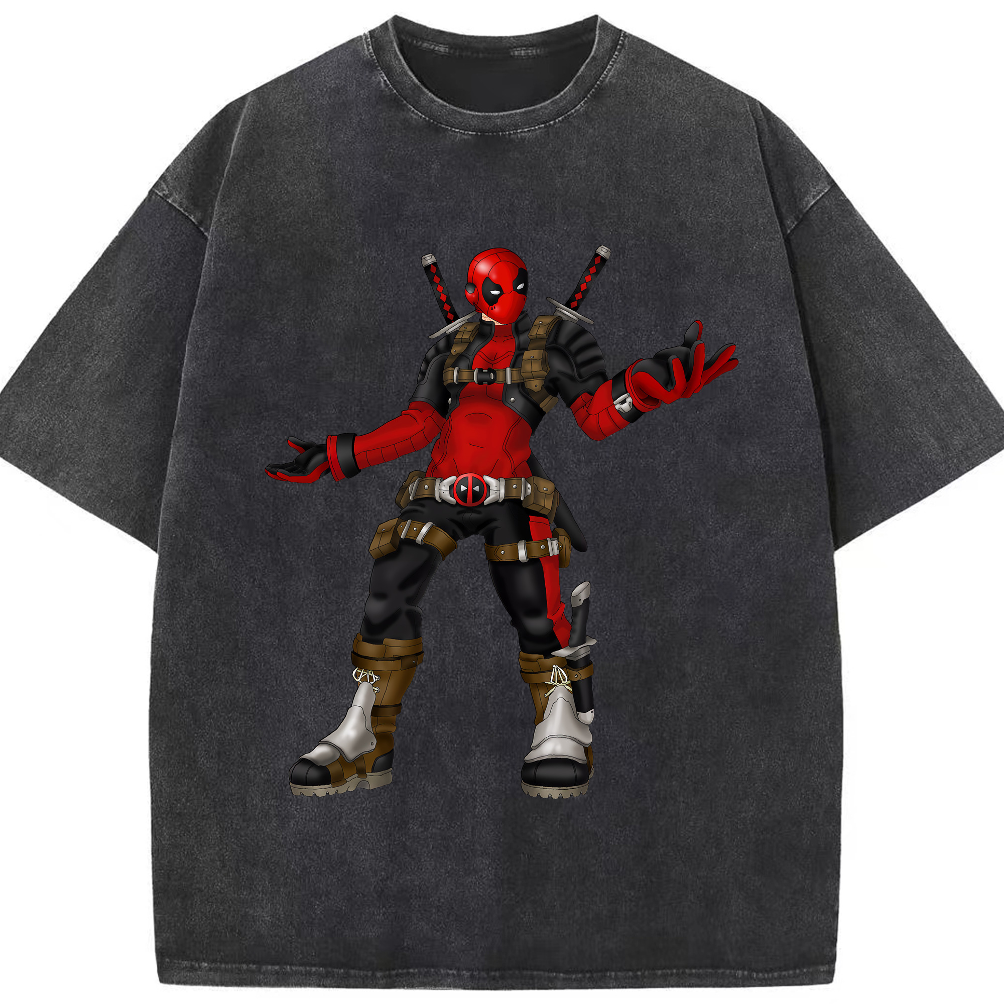 （画像用） Deadpool デッドプール 綿100% ヴィンテージ風 半袖Tシャツ（フロントプリント）