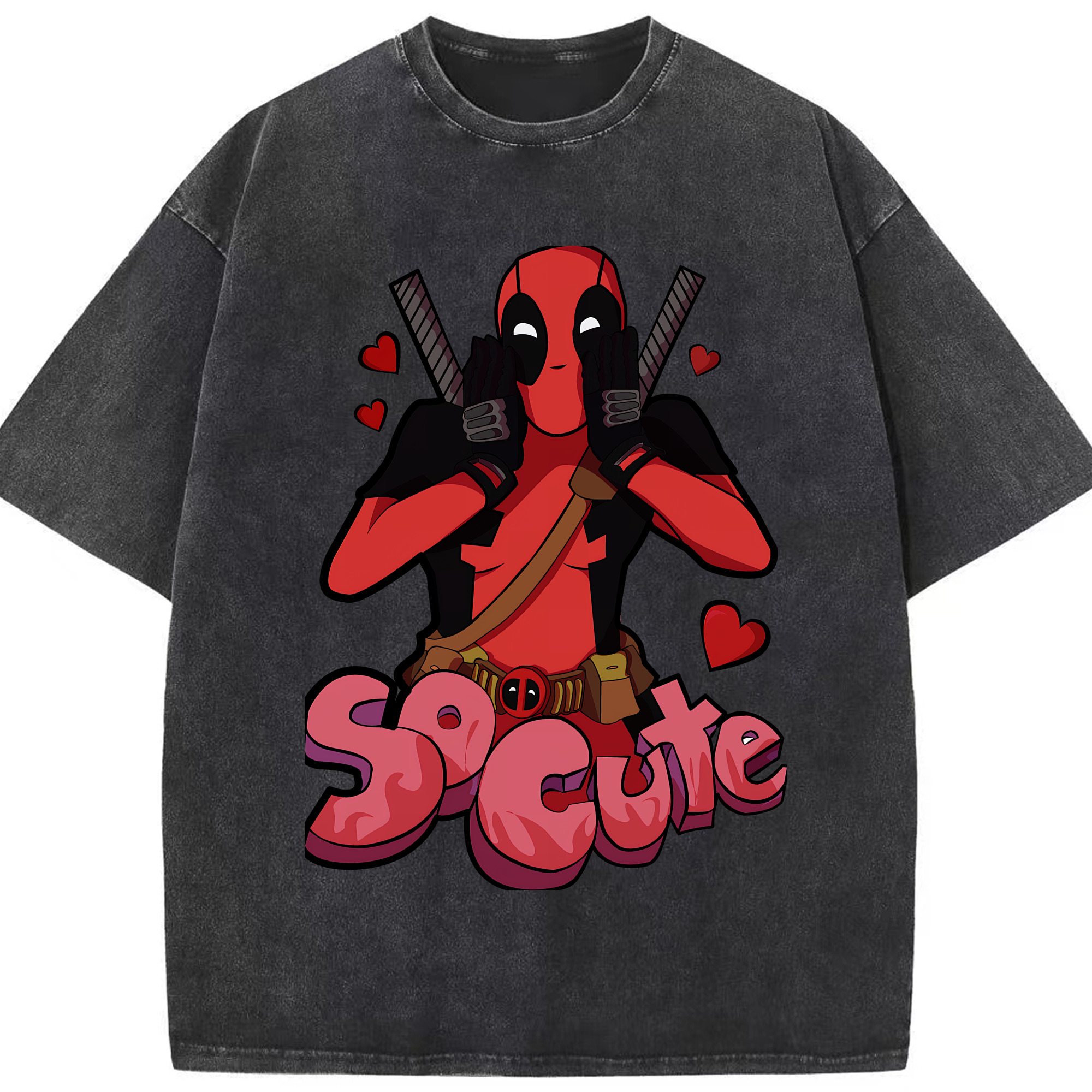 （画像用） Deadpool デッドプール 綿100% ヴィンテージ風 半袖Tシャツ（フロントプリント）
