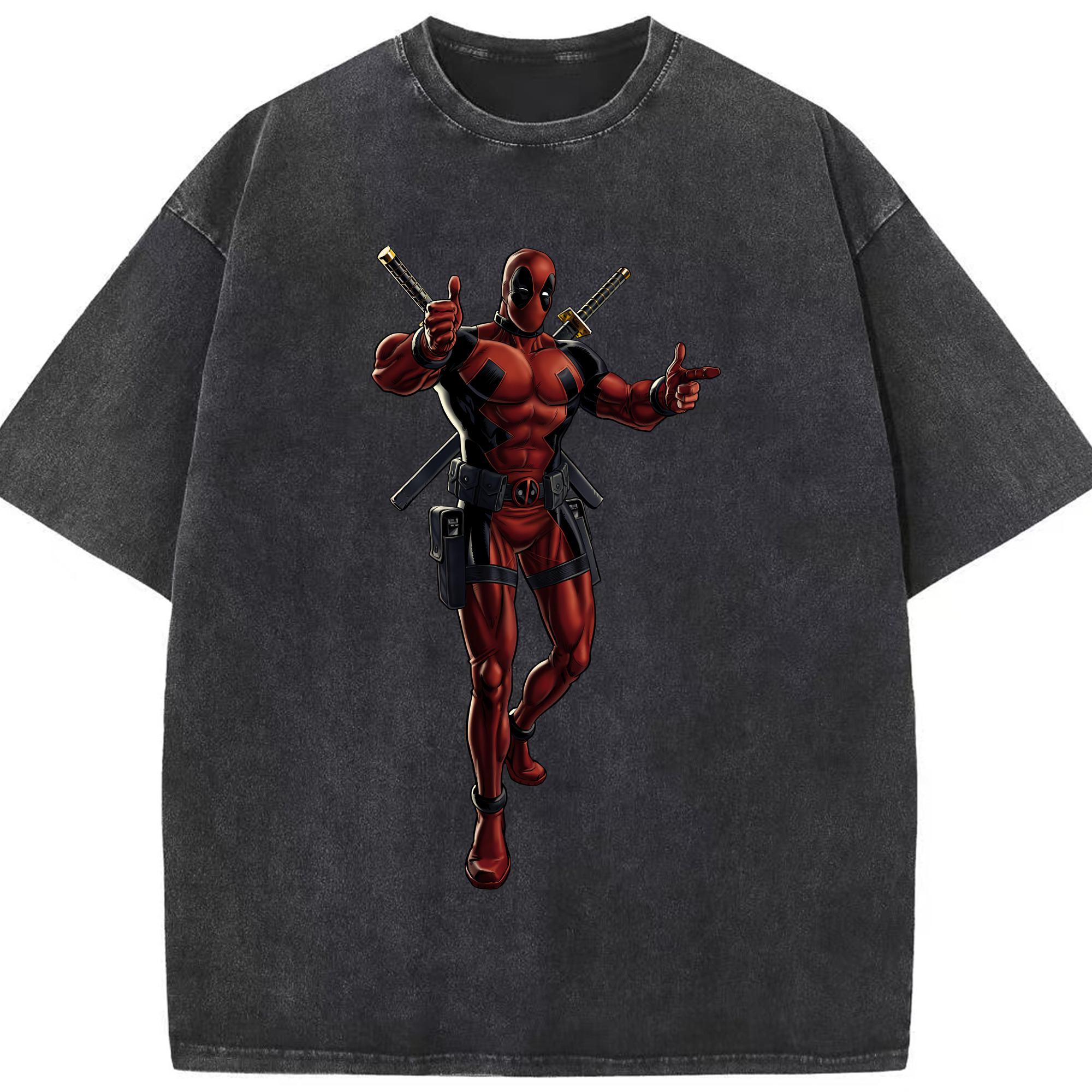 （画像用） Deadpool デッドプール 綿100% ヴィンテージ風 半袖Tシャツ（フロントプリント）