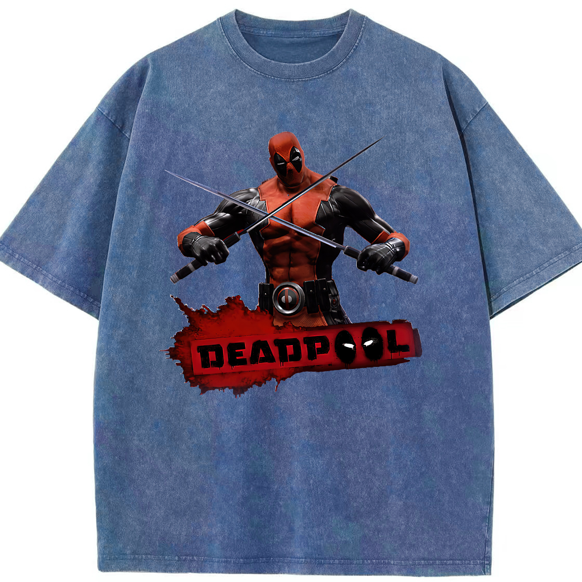 （画像用） Deadpool デッドプール 綿100% ヴィンテージ風 半袖Tシャツ（フロントプリント）