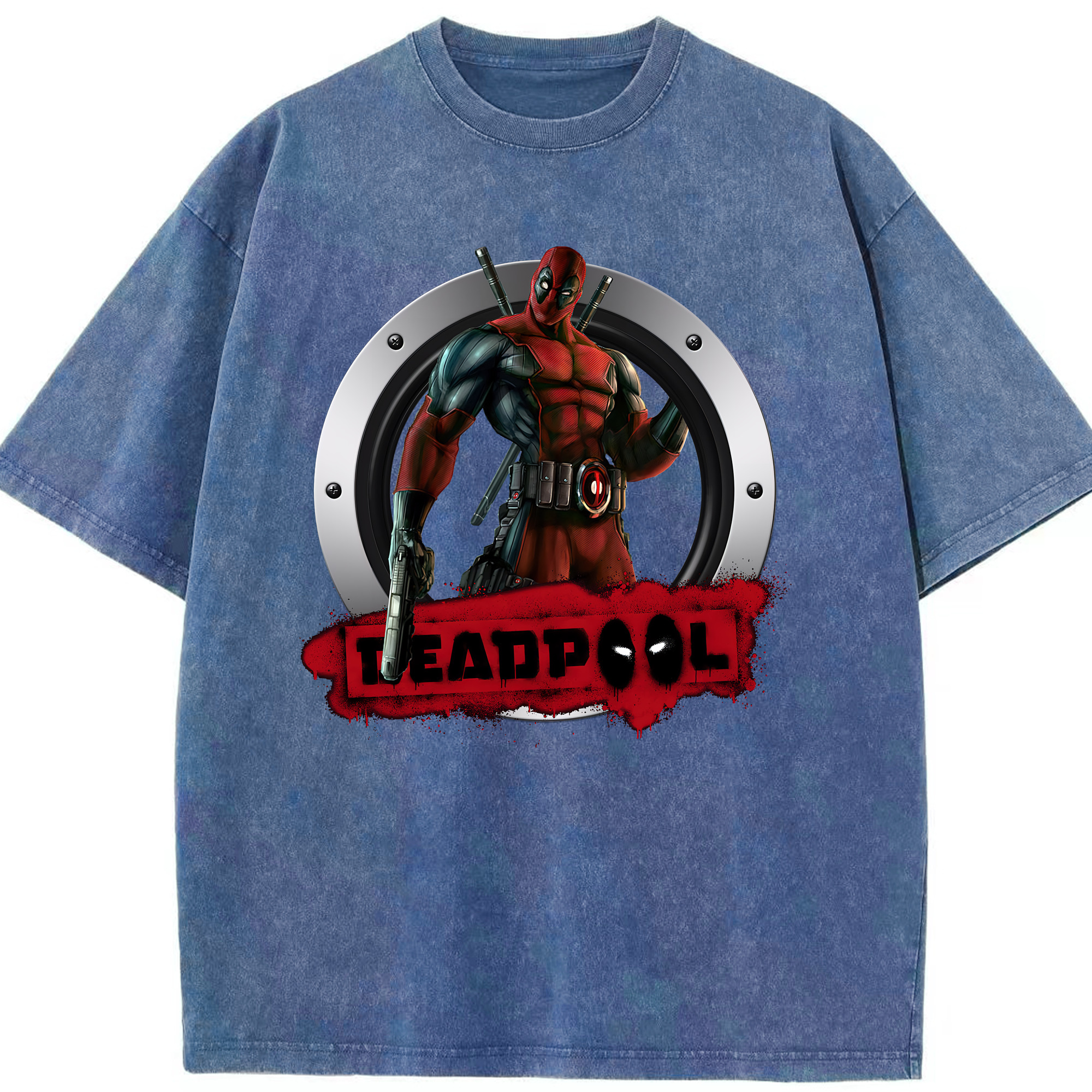 （画像用） Deadpool デッドプール 綿100% ヴィンテージ風 半袖Tシャツ（フロントプリント）