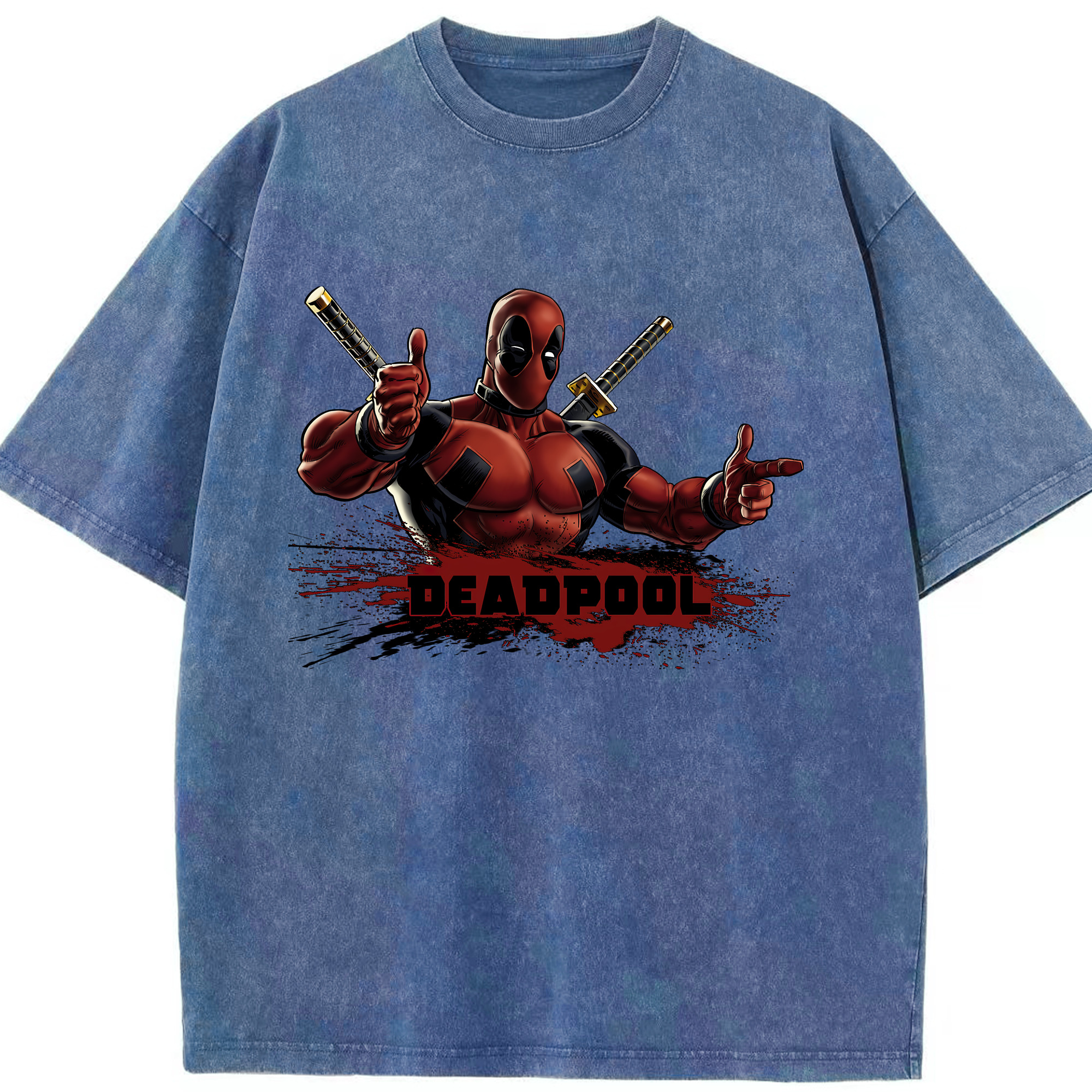 （画像用） Deadpool デッドプール 綿100% ヴィンテージ風 半袖Tシャツ（フロントプリント）