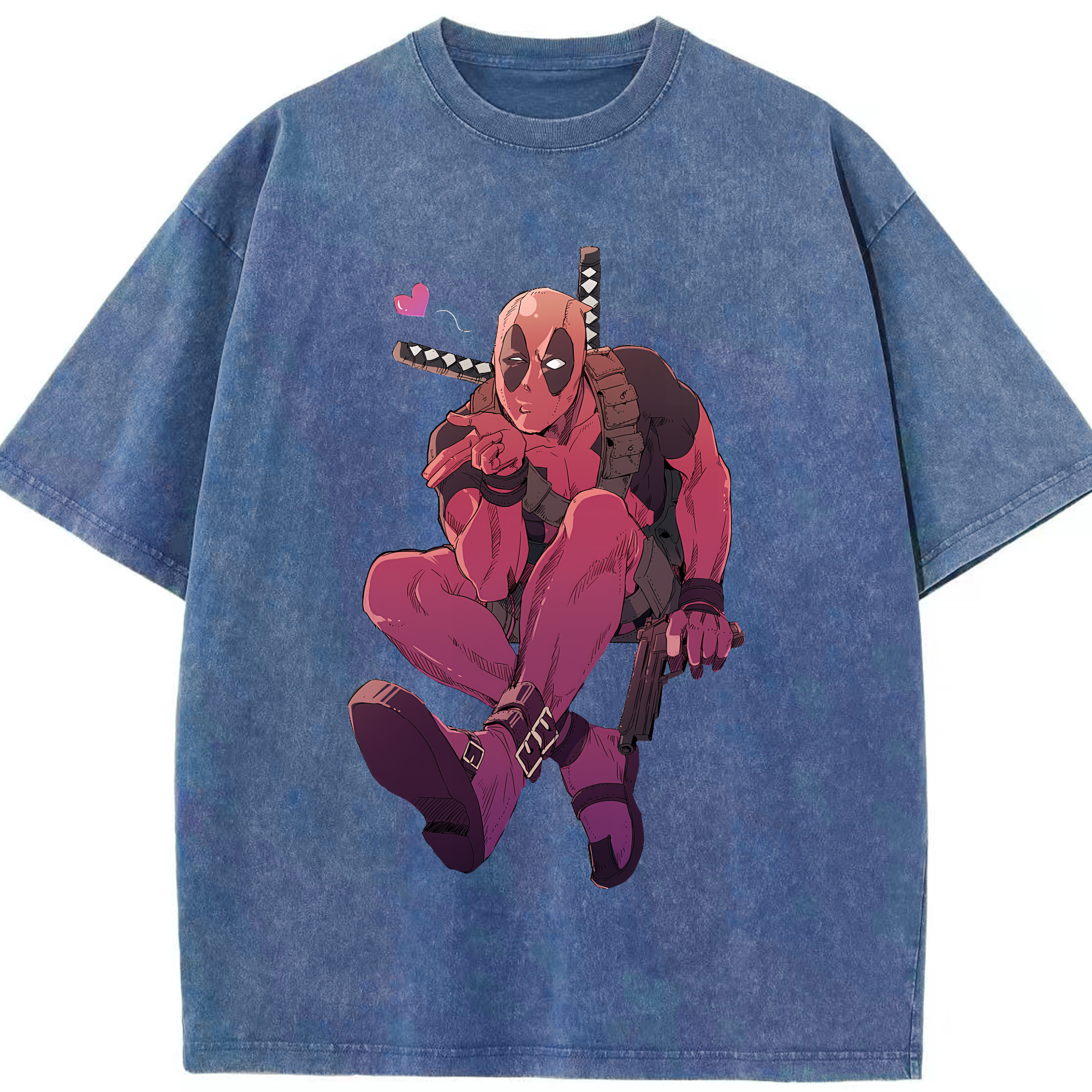 （画像用） Deadpool デッドプール 綿100% ヴィンテージ風 半袖Tシャツ（フロントプリント）