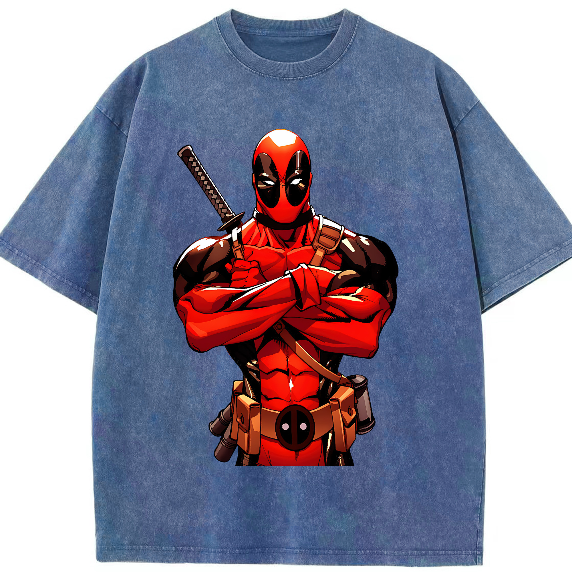 （画像用） Deadpool デッドプール 綿100% ヴィンテージ風 半袖Tシャツ（フロントプリント）
