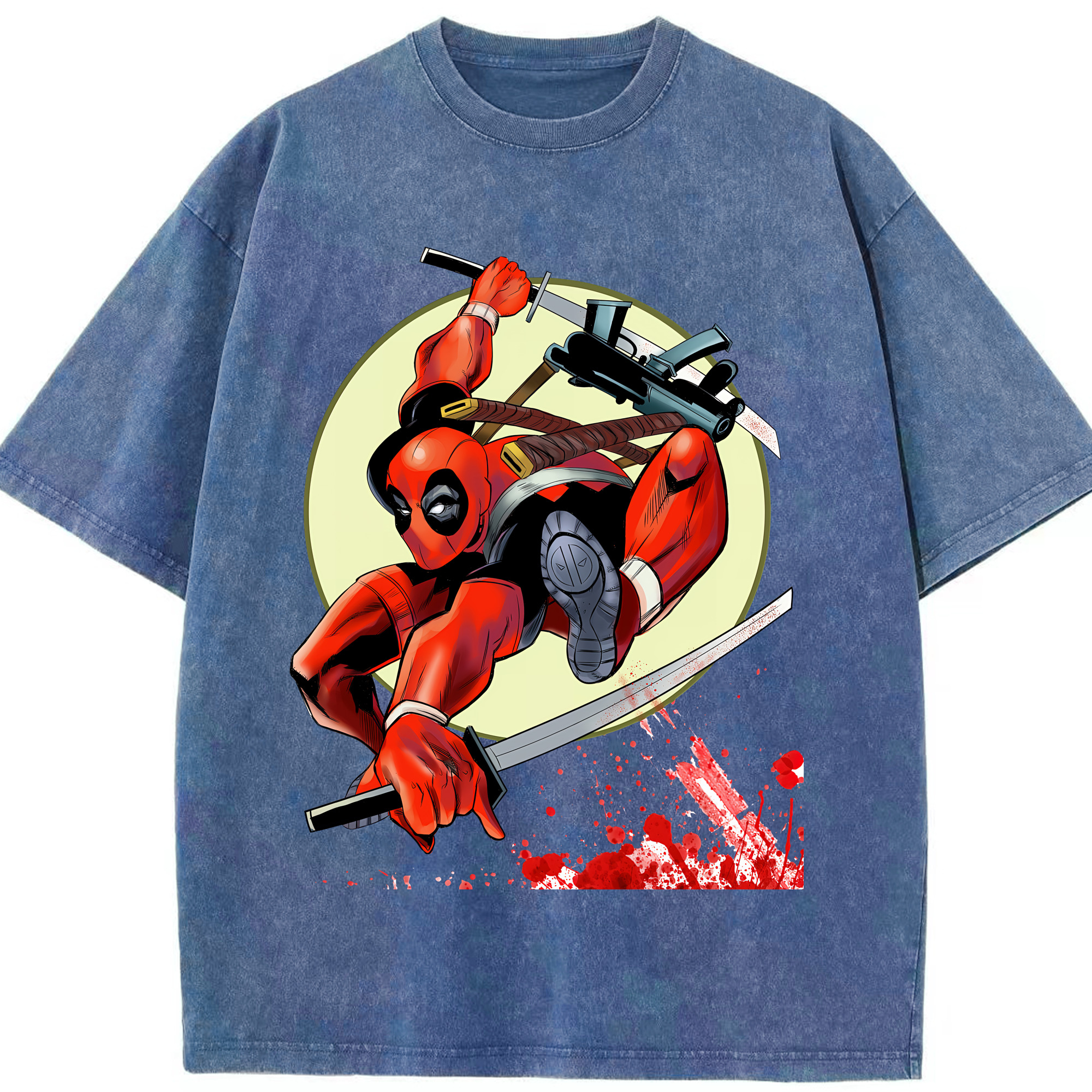 （画像用） Deadpool デッドプール 綿100% ヴィンテージ風 半袖Tシャツ（フロントプリント）
