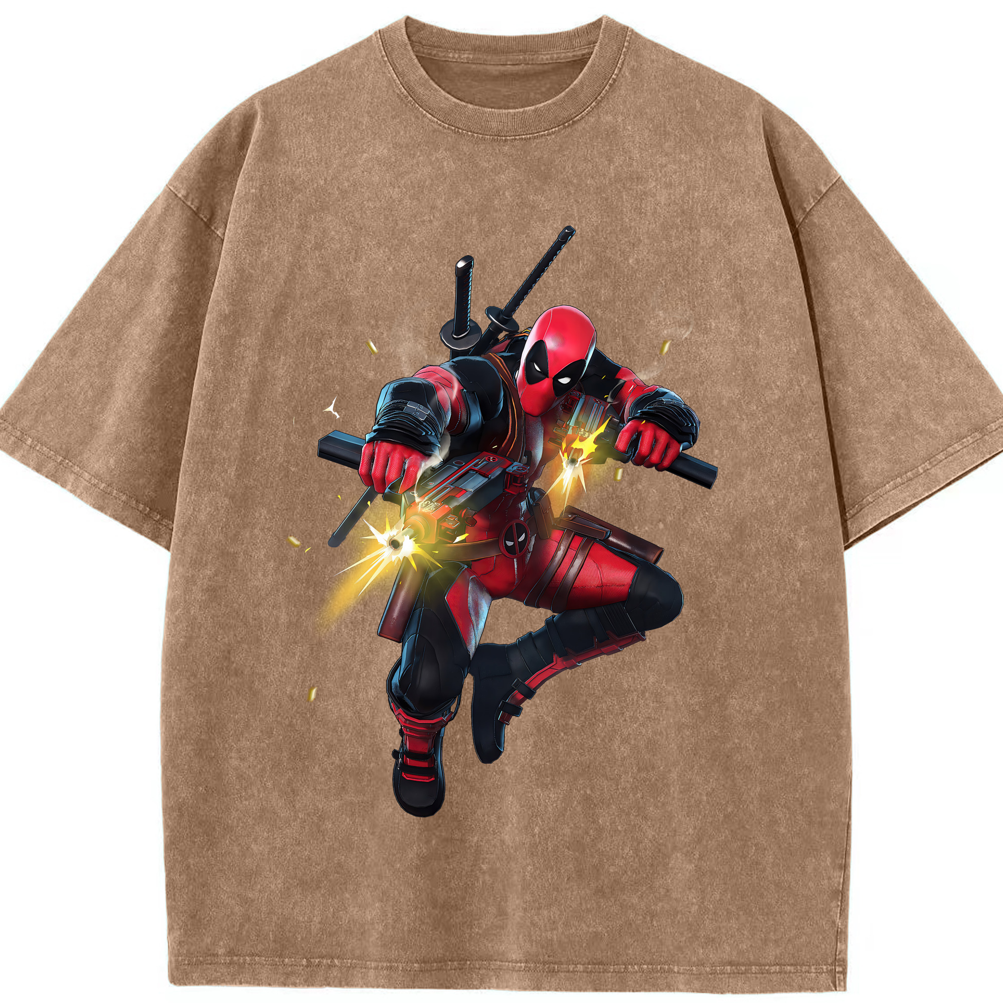 （画像用） Deadpool デッドプール 綿100% ヴィンテージ風 半袖Tシャツ（フロントプリント）