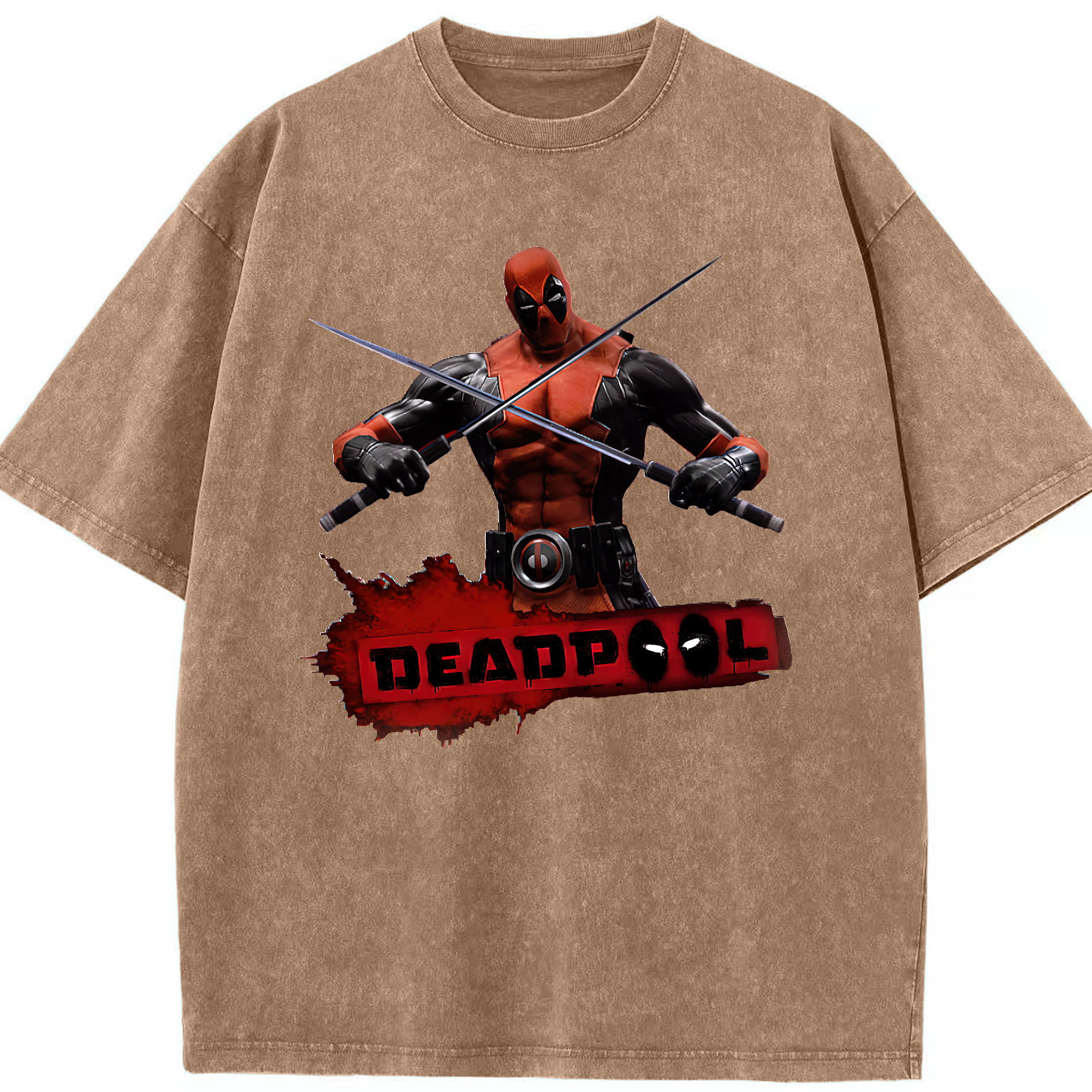 （画像用） Deadpool デッドプール 綿100% ヴィンテージ風 半袖Tシャツ（フロントプリント）