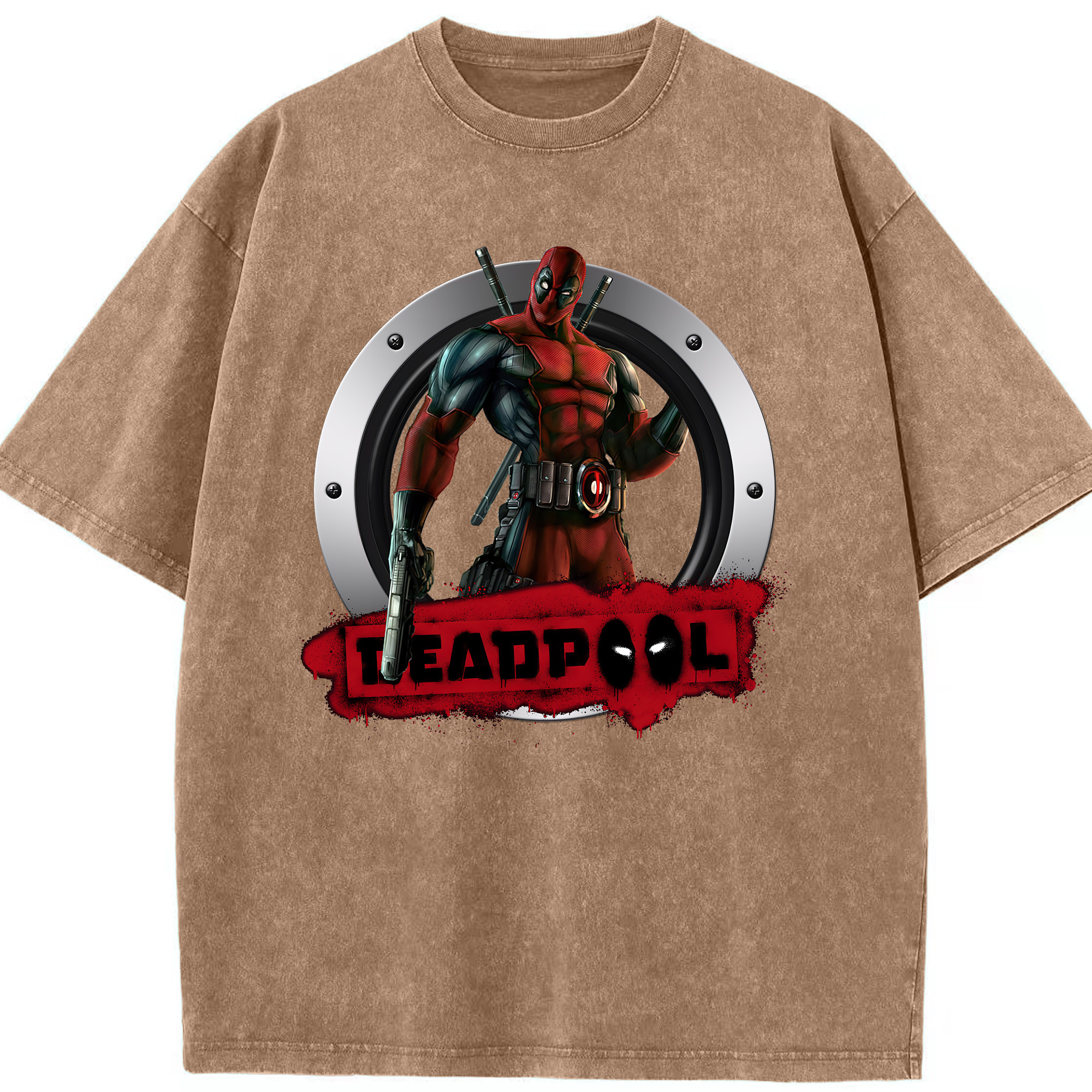 （画像用） Deadpool デッドプール 綿100% ヴィンテージ風 半袖Tシャツ（フロントプリント）