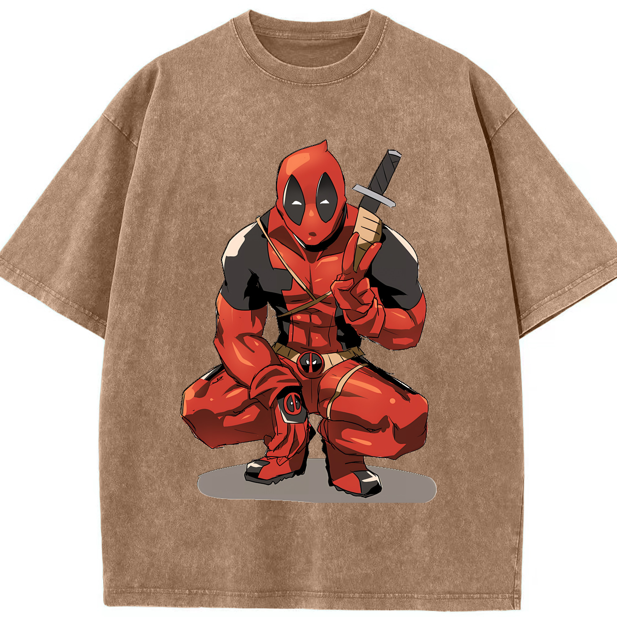 （画像用） Deadpool デッドプール 綿100% ヴィンテージ風 半袖Tシャツ（フロントプリント）