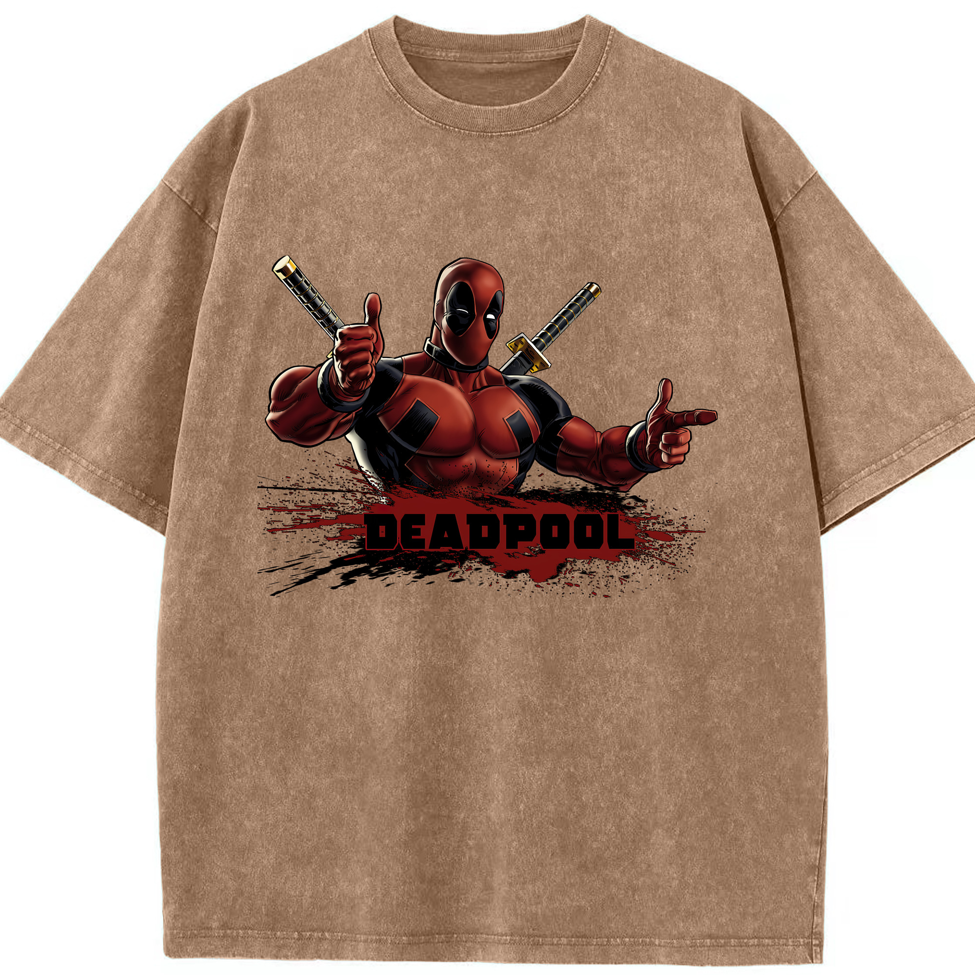 （画像用） Deadpool デッドプール 綿100% ヴィンテージ風 半袖Tシャツ（フロントプリント）
