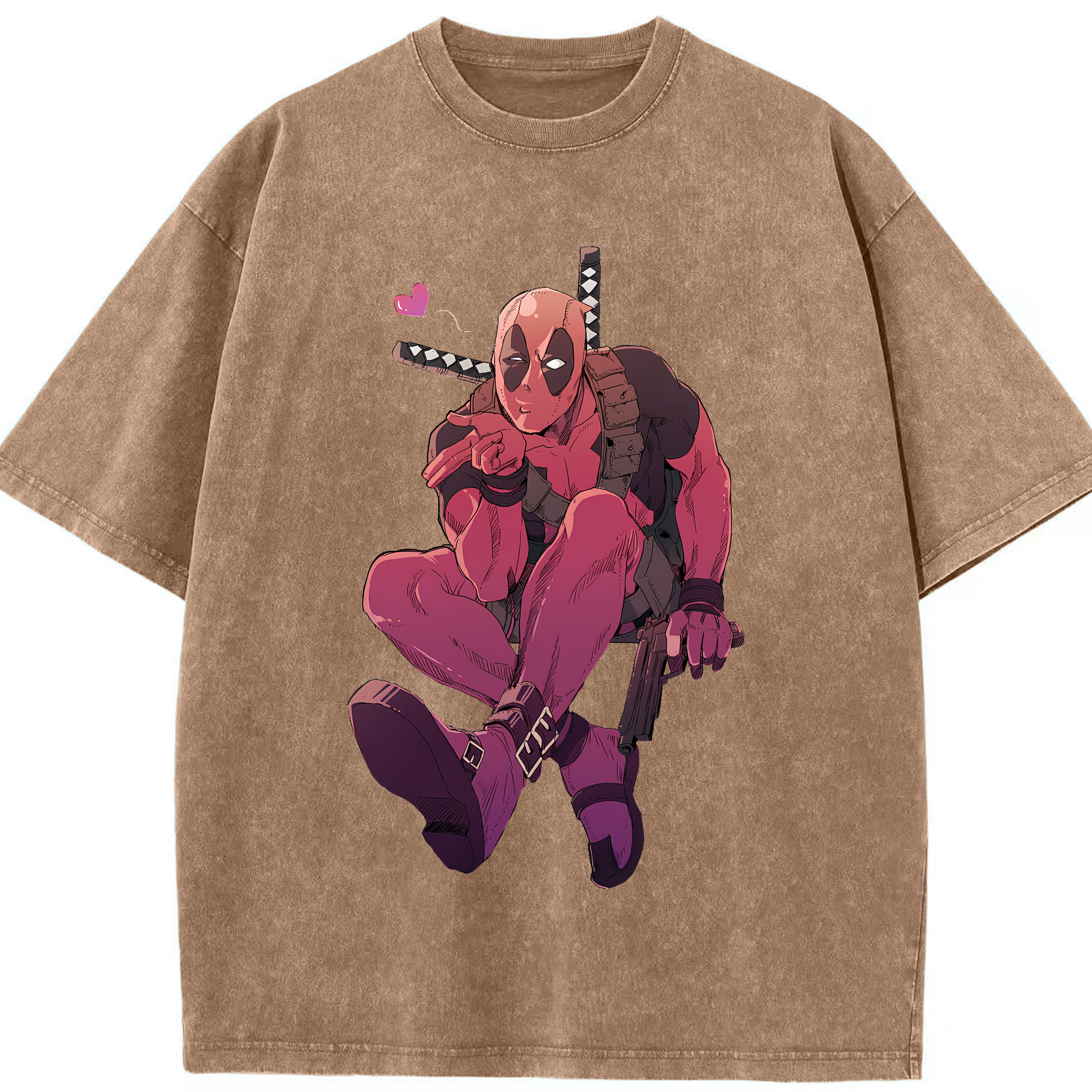 （画像用） Deadpool デッドプール 綿100% ヴィンテージ風 半袖Tシャツ（フロントプリント）