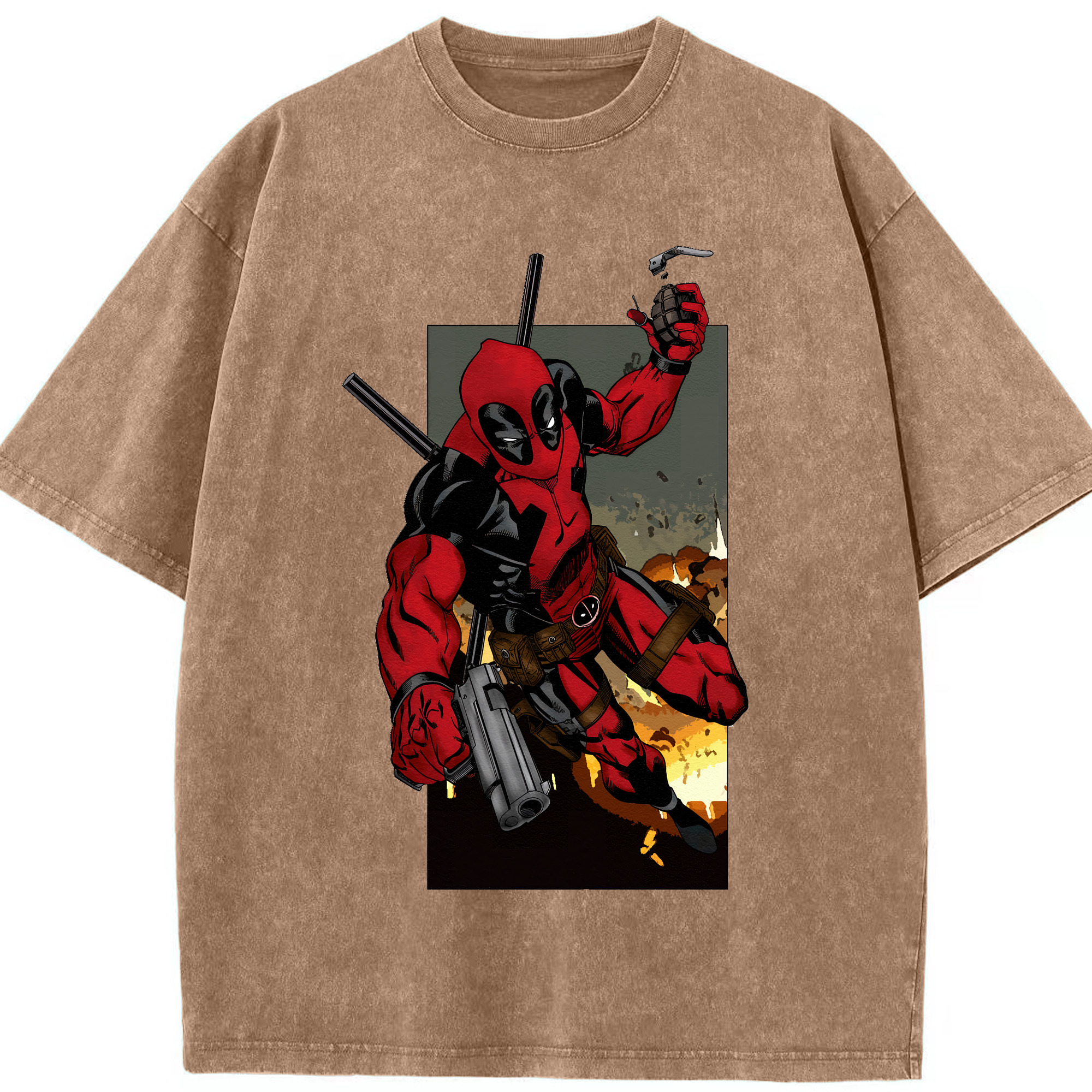 （画像用） Deadpool デッドプール 綿100% ヴィンテージ風 半袖Tシャツ（フロントプリント）