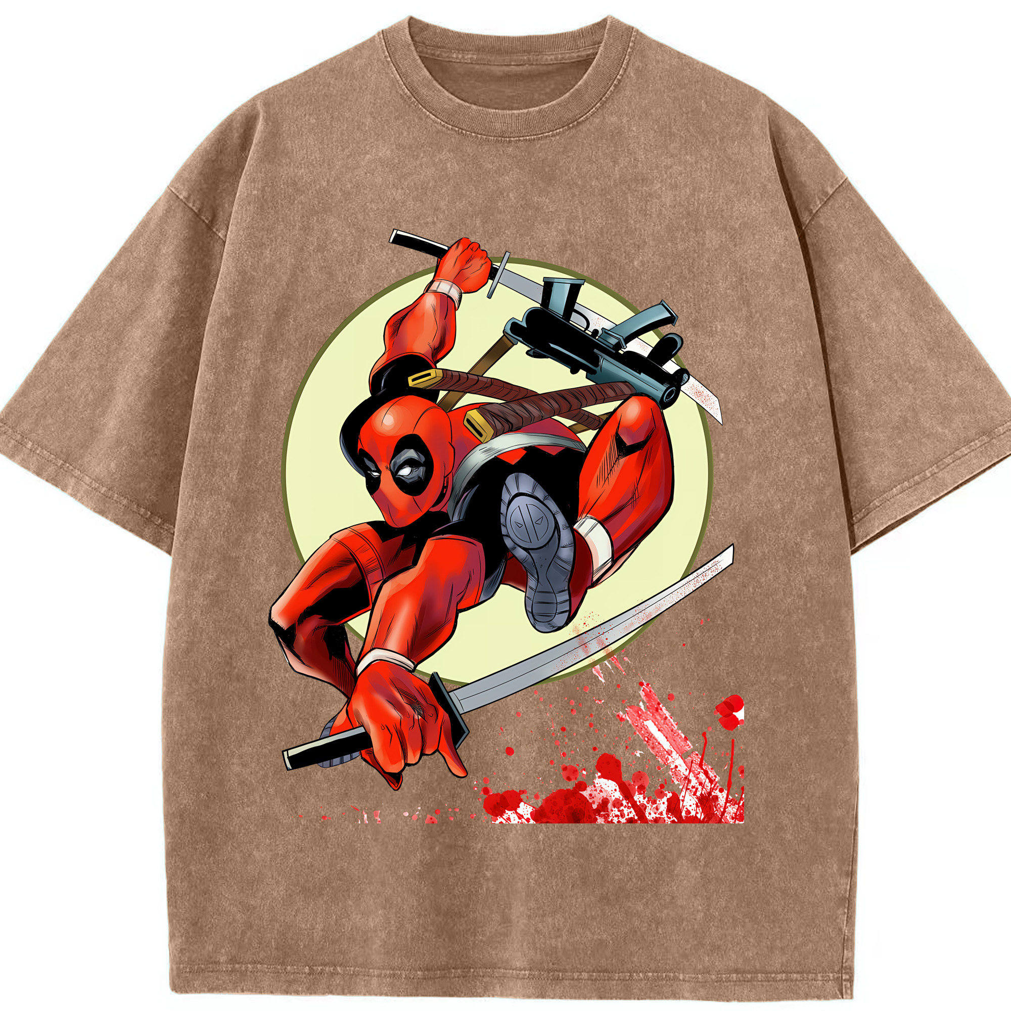 （画像用） Deadpool デッドプール 綿100% ヴィンテージ風 半袖Tシャツ（フロントプリント）