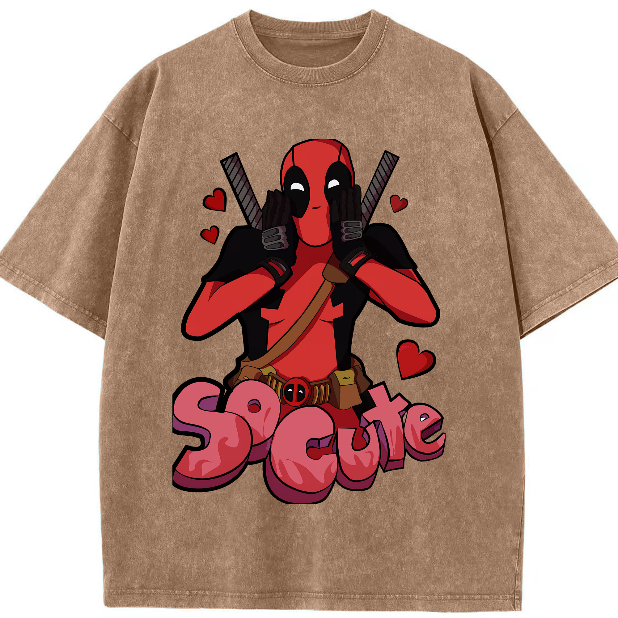 （画像用） Deadpool デッドプール 綿100% ヴィンテージ風 半袖Tシャツ（フロントプリント）