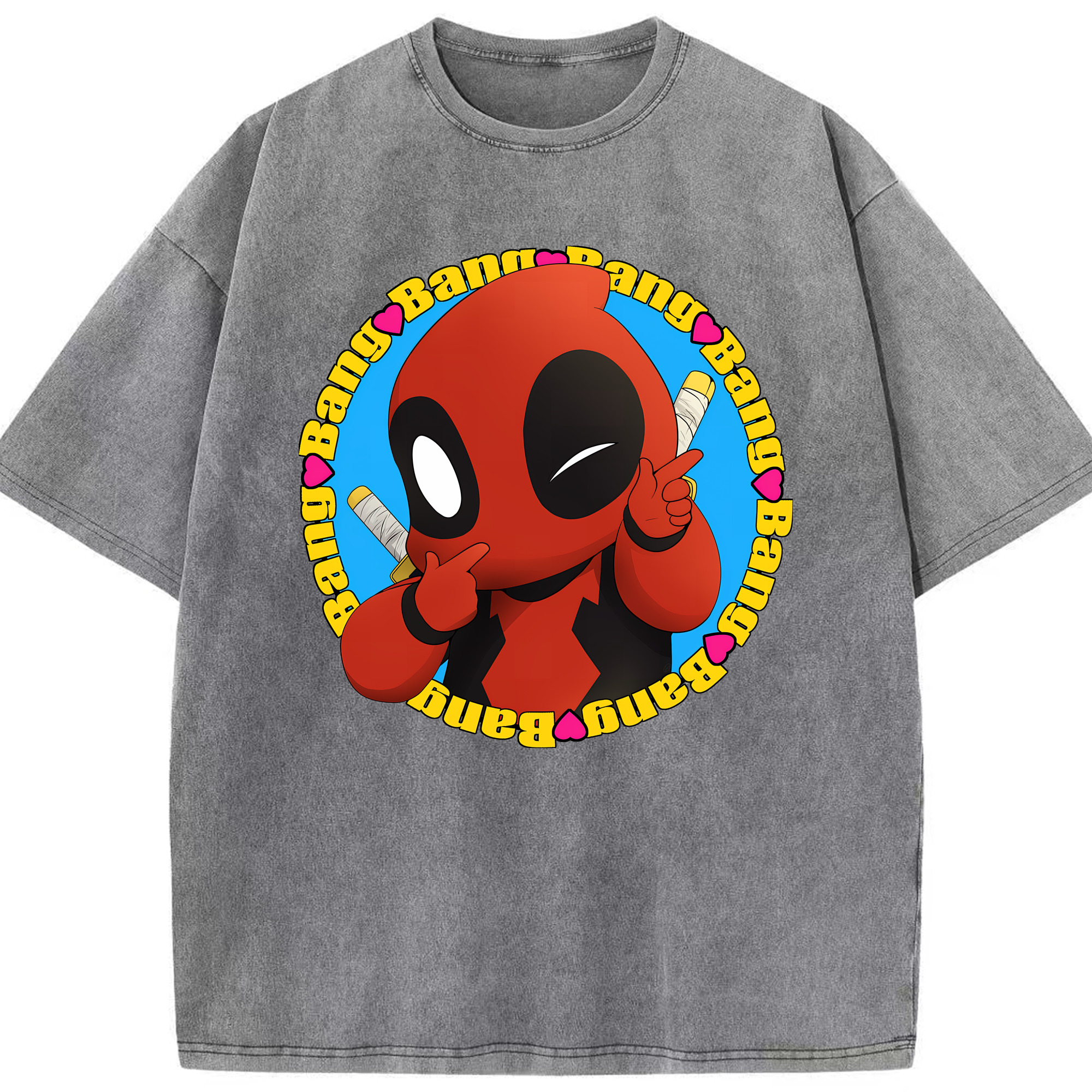 （画像用） Deadpool デッドプール 綿100% ヴィンテージ風 半袖Tシャツ（フロントプリント）