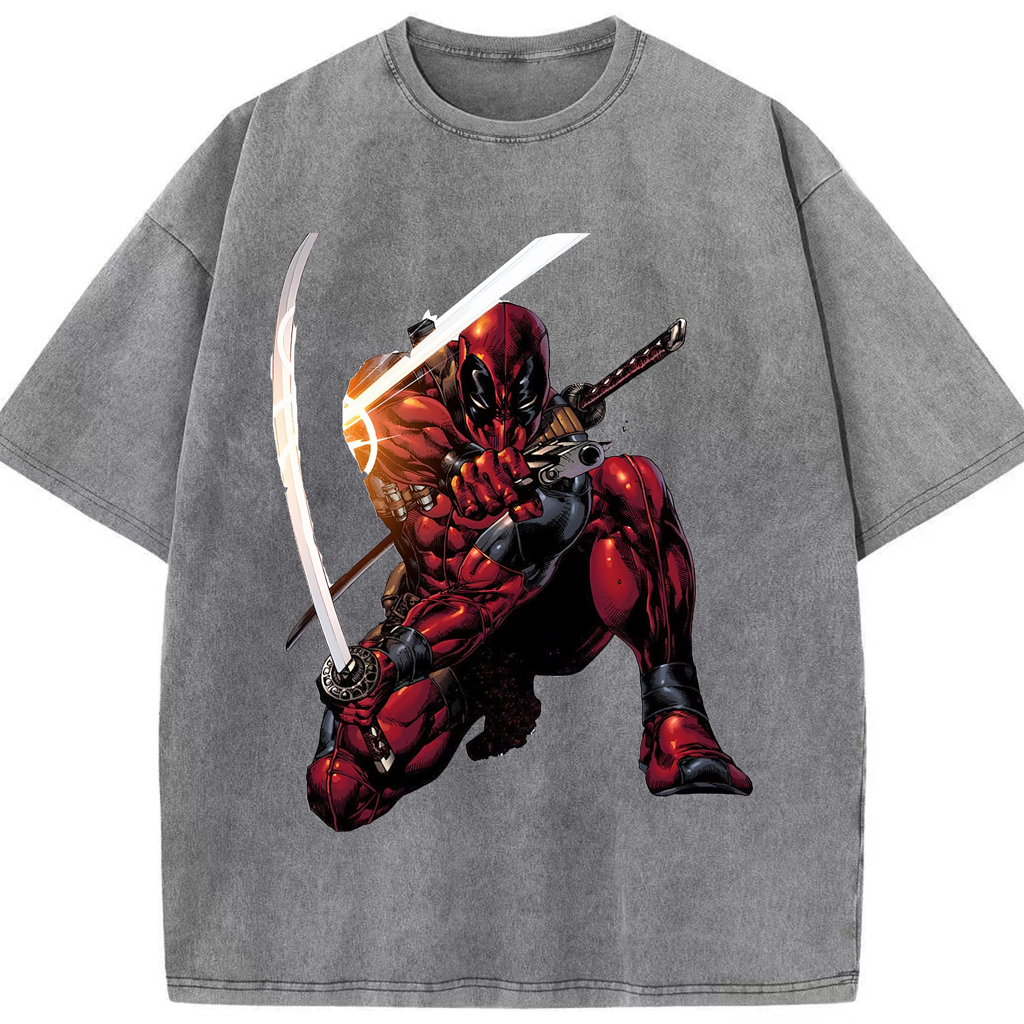 （画像用） Deadpool デッドプール 綿100% ヴィンテージ風 半袖Tシャツ（フロントプリント）