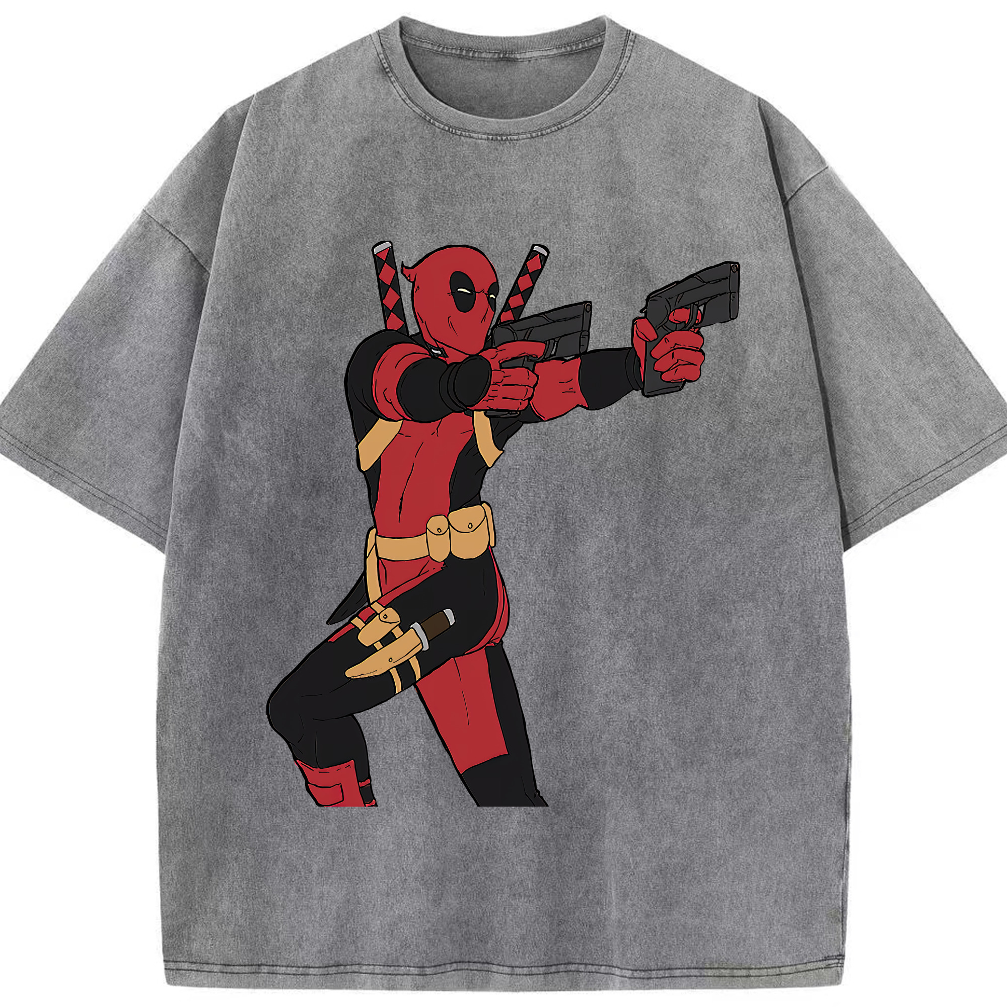 （画像用） Deadpool デッドプール 綿100% ヴィンテージ風 半袖Tシャツ（フロントプリント）