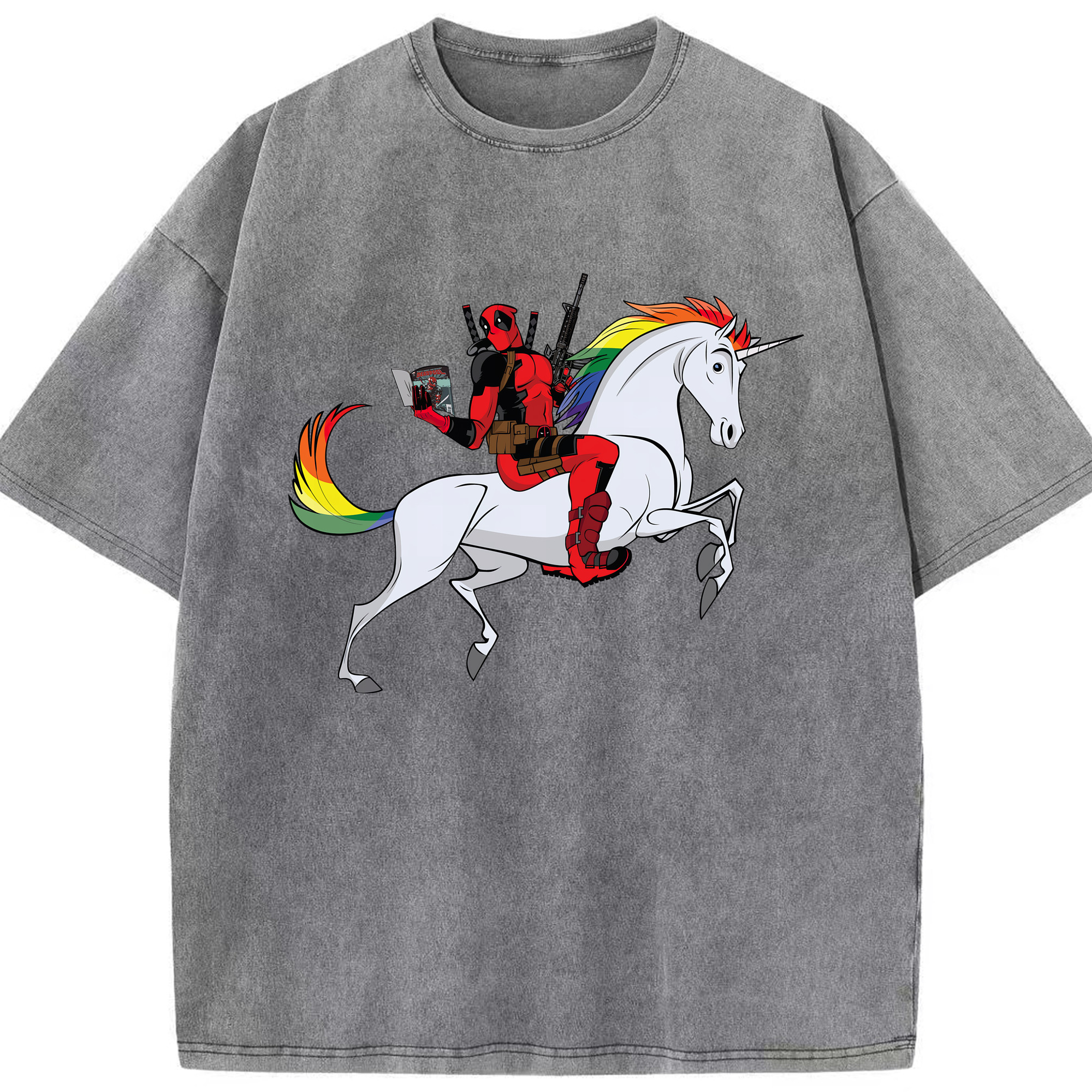 （画像用） Deadpool デッドプール 綿100% ヴィンテージ風 半袖Tシャツ（フロントプリント）