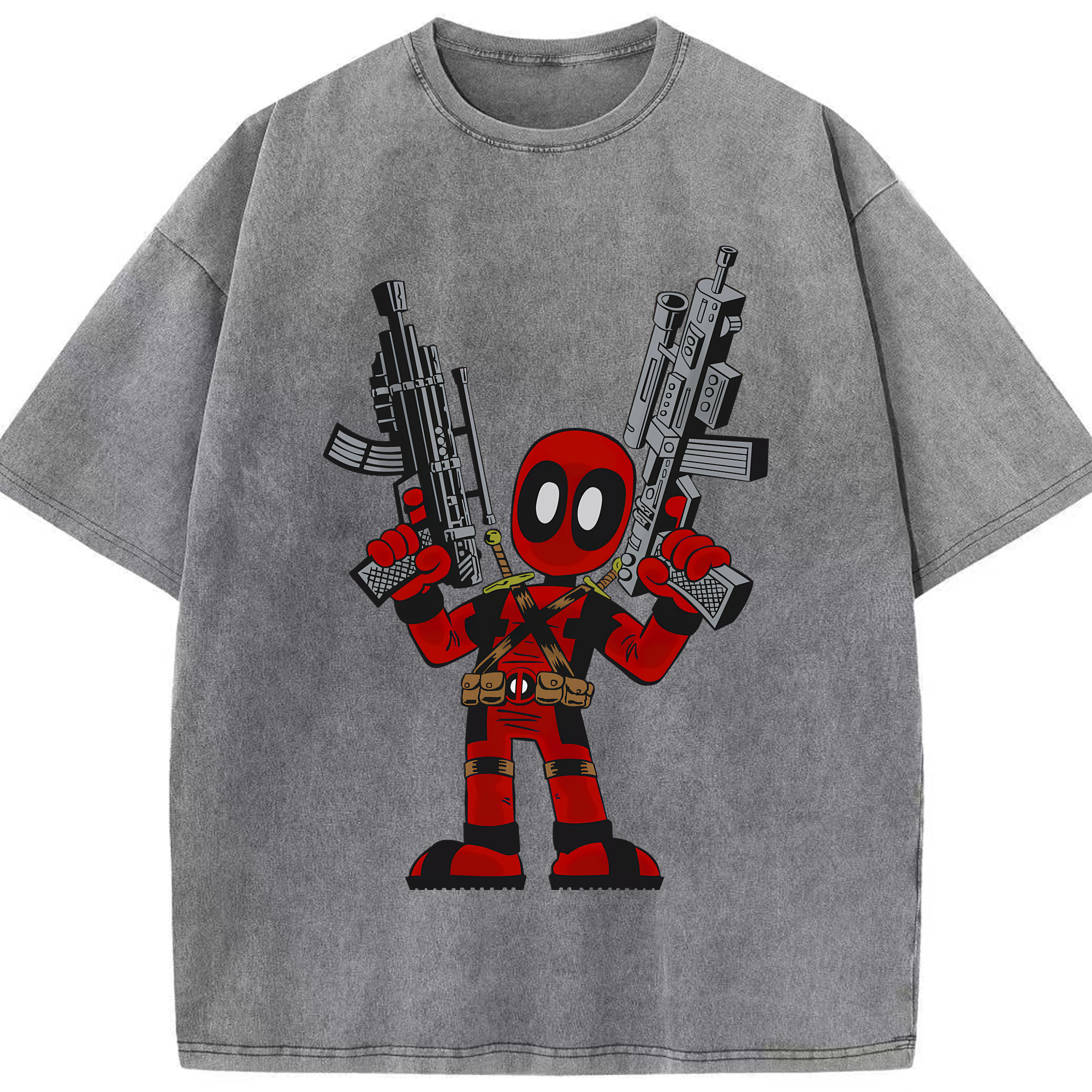 （画像用） Deadpool デッドプール 綿100% ヴィンテージ風 半袖Tシャツ（フロントプリント）