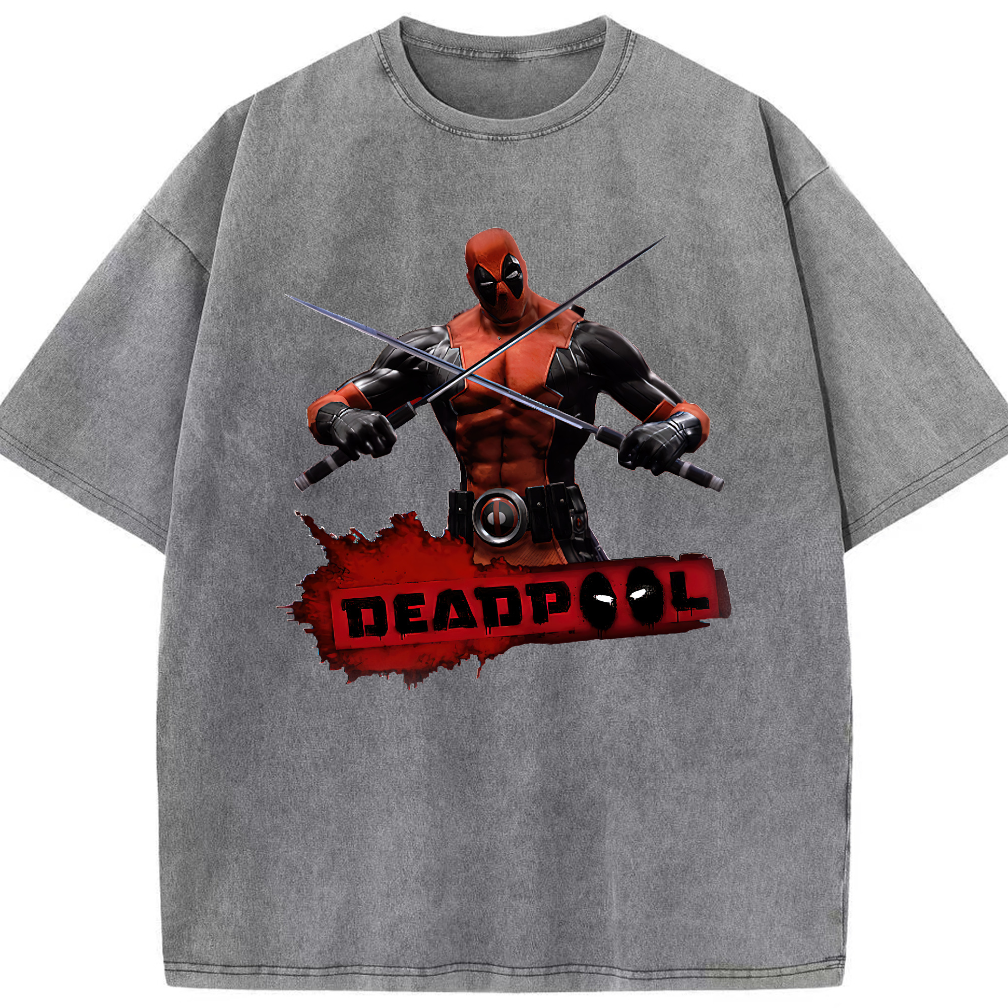 （画像用） Deadpool デッドプール 綿100% ヴィンテージ風 半袖Tシャツ（フロントプリント）