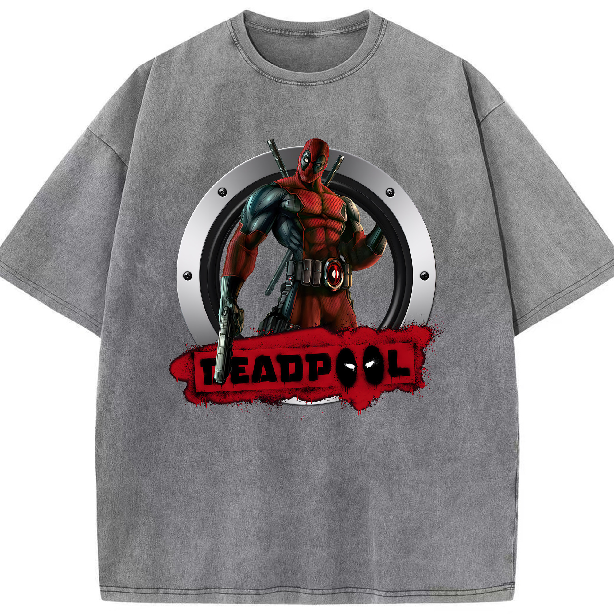 （画像用） Deadpool デッドプール 綿100% ヴィンテージ風 半袖Tシャツ（フロントプリント）