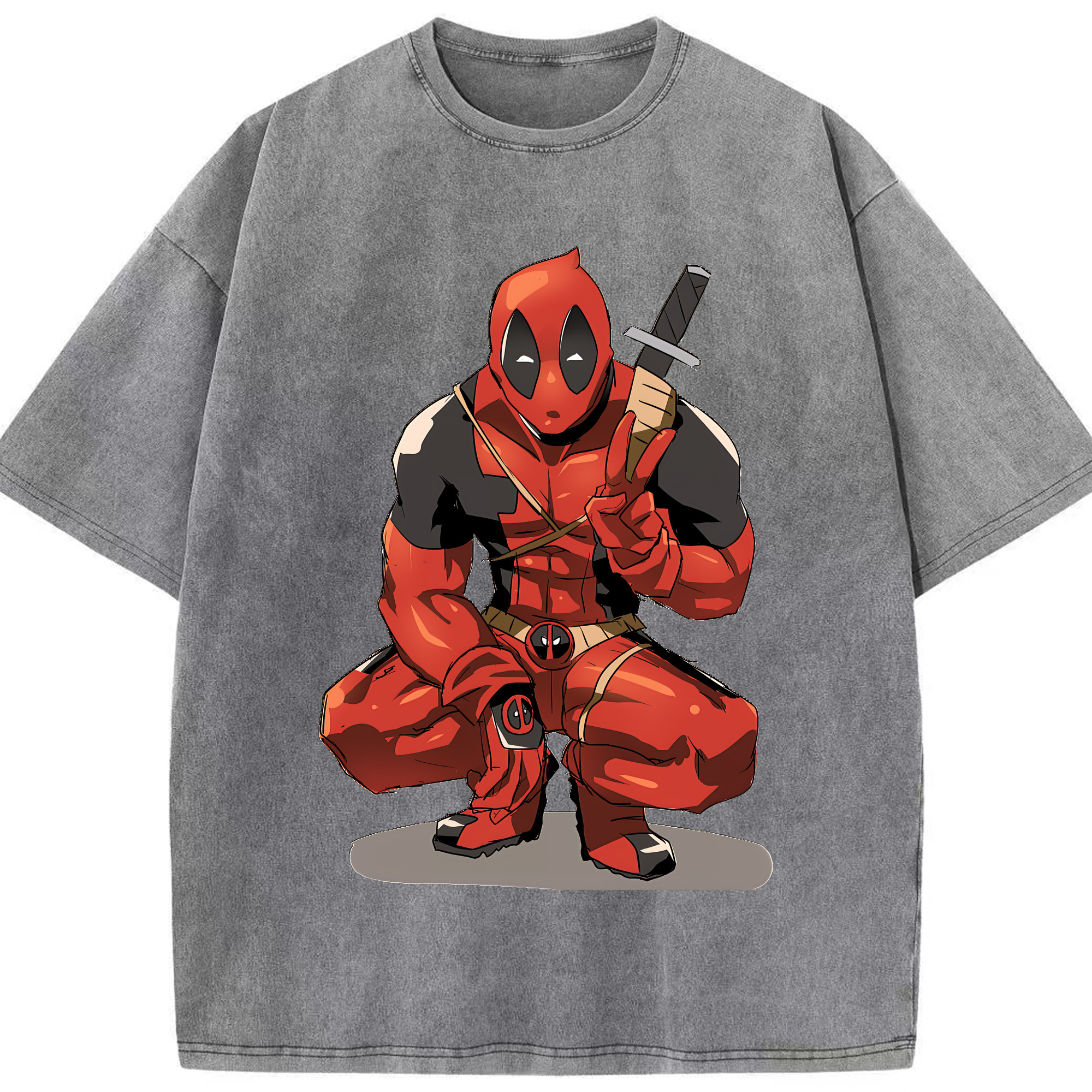 （画像用） Deadpool デッドプール 綿100% ヴィンテージ風 半袖Tシャツ（フロントプリント）