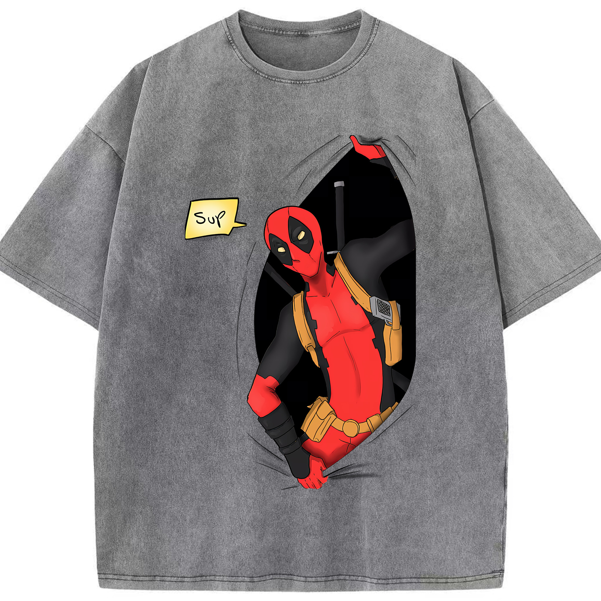 （画像用） Deadpool デッドプール 綿100% ヴィンテージ風 半袖Tシャツ（フロントプリント）