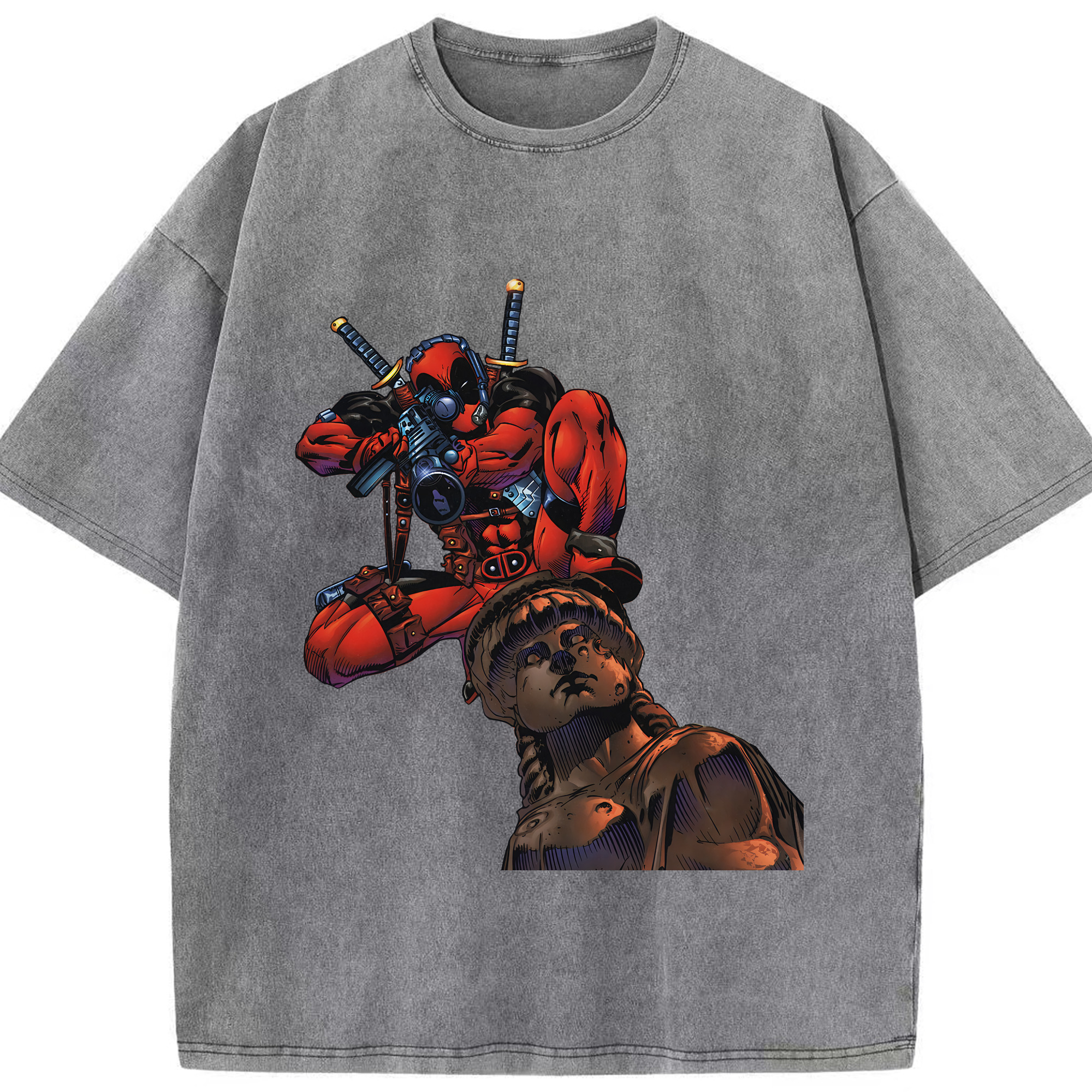 （画像用） Deadpool デッドプール 綿100% ヴィンテージ風 半袖Tシャツ（フロントプリント）