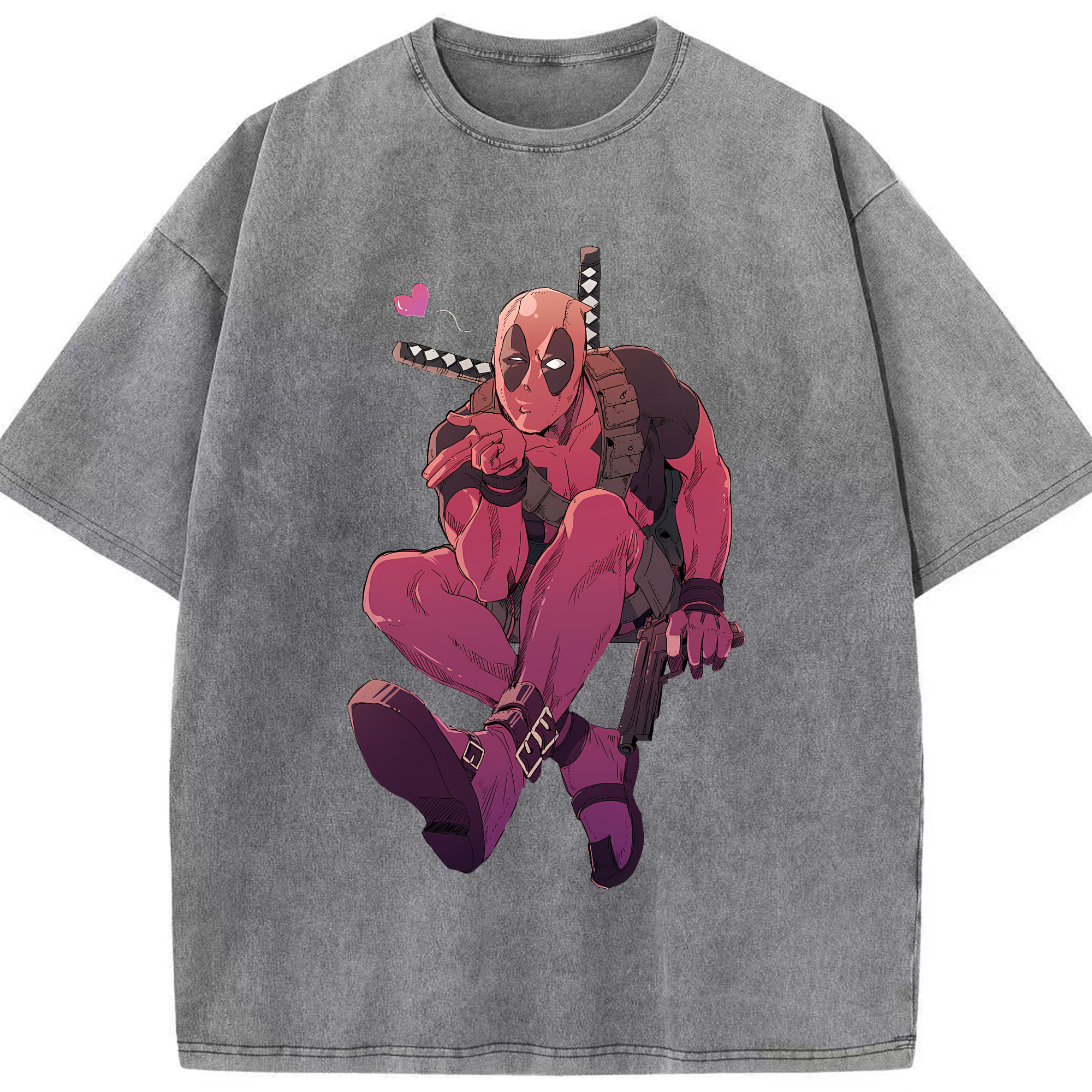 （画像用） Deadpool デッドプール 綿100% ヴィンテージ風 半袖Tシャツ（フロントプリント）