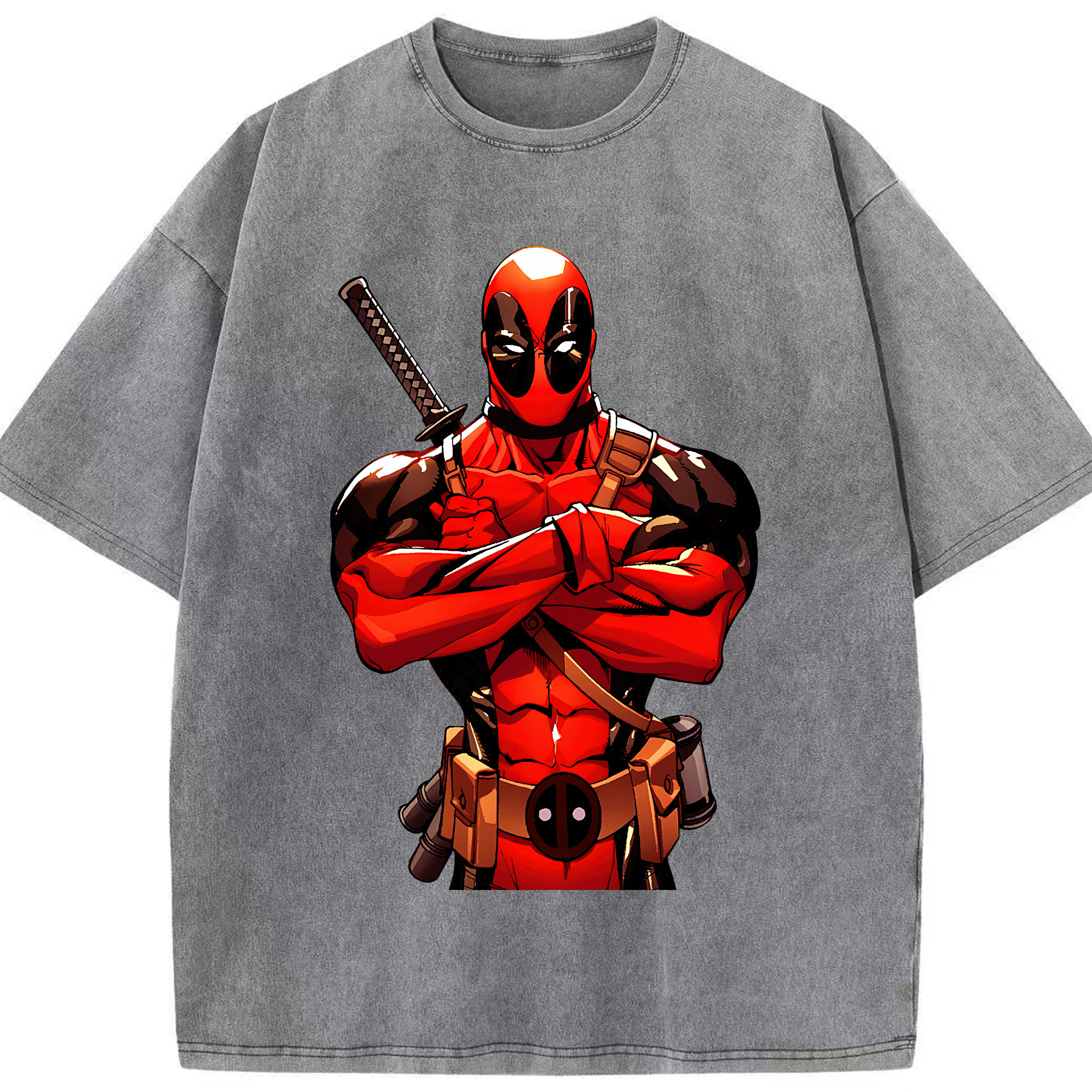 （画像用） Deadpool デッドプール 綿100% ヴィンテージ風 半袖Tシャツ（フロントプリント）