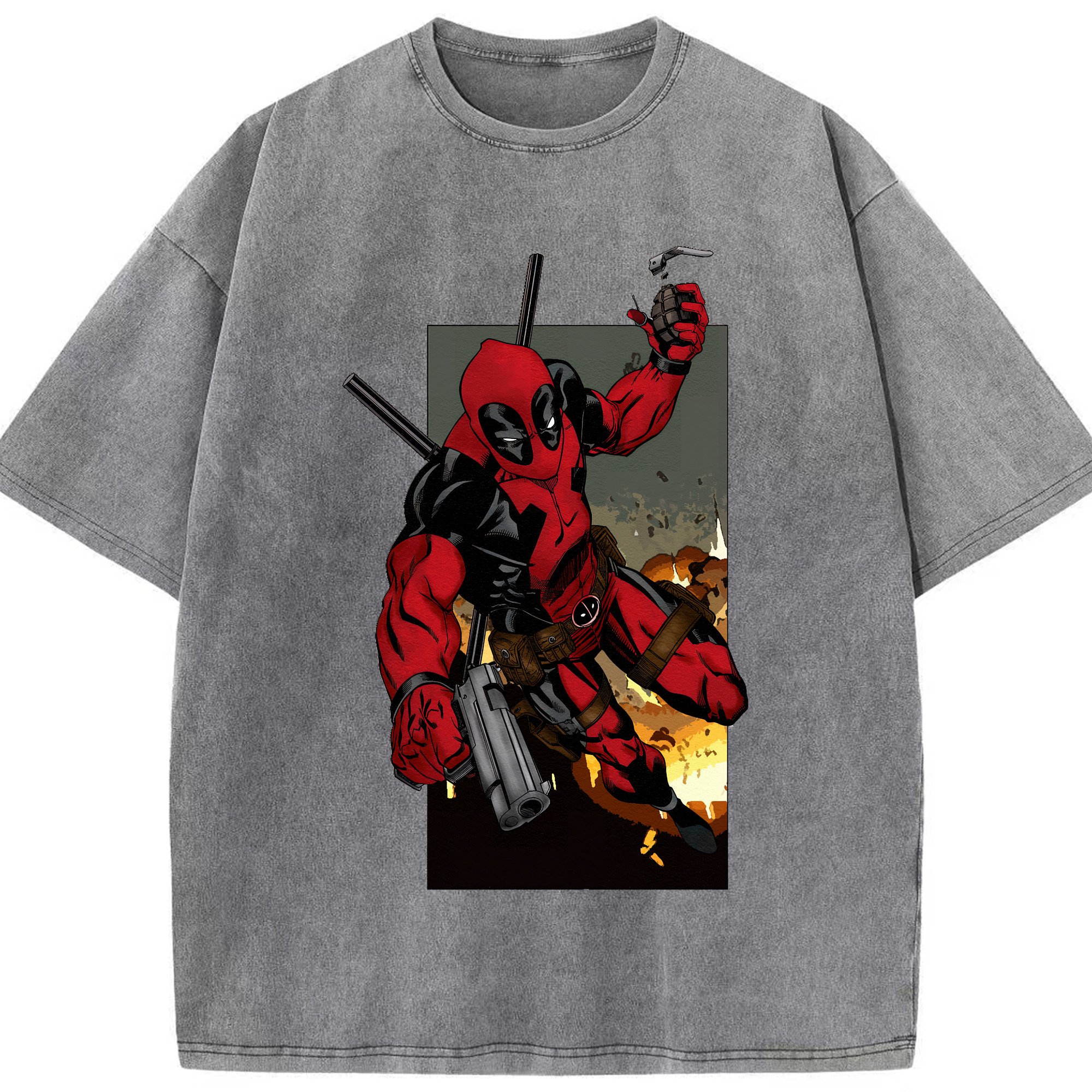 （画像用） Deadpool デッドプール 綿100% ヴィンテージ風 半袖Tシャツ（フロントプリント）