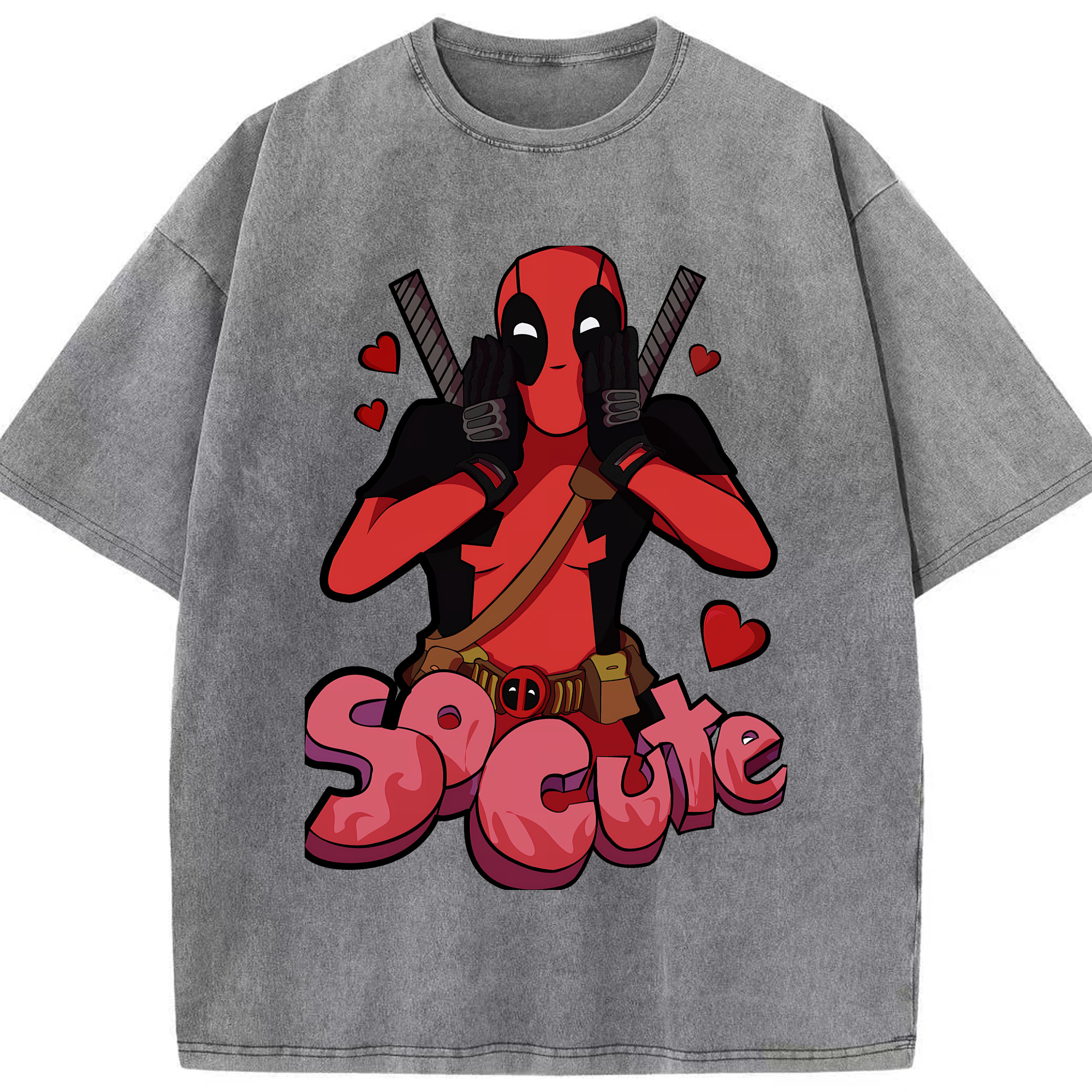 （画像用） Deadpool デッドプール 綿100% ヴィンテージ風 半袖Tシャツ（フロントプリント）