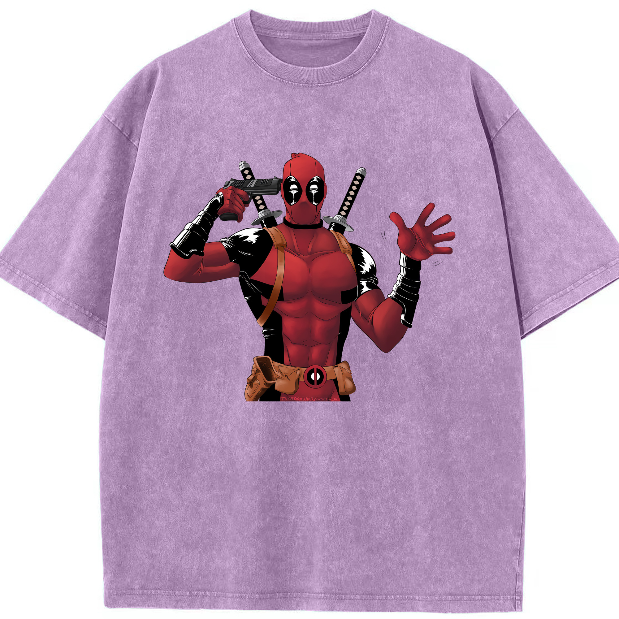 （画像用） Deadpool デッドプール 綿100% ヴィンテージ風 半袖Tシャツ（フロントプリント）
