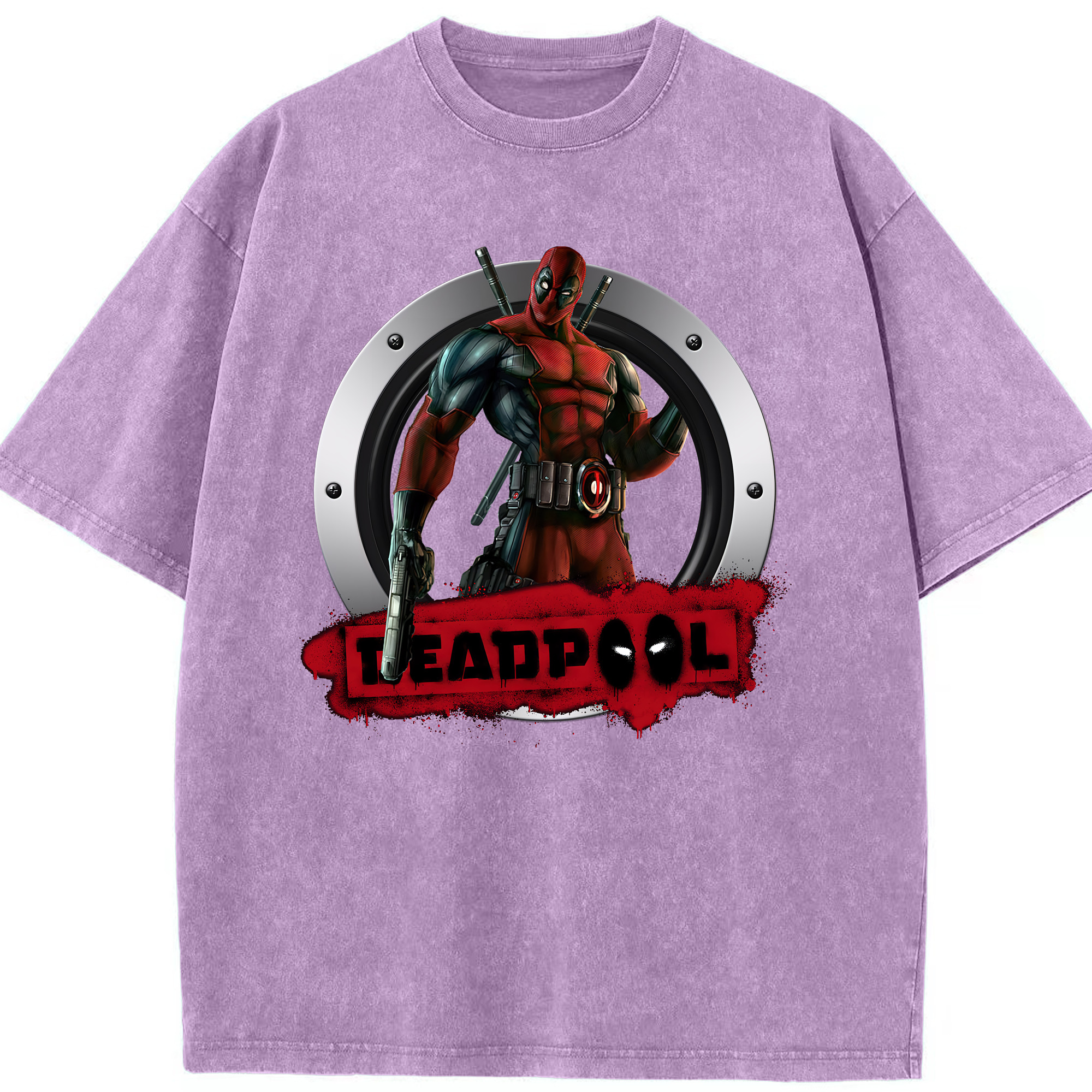 （画像用） Deadpool デッドプール 綿100% ヴィンテージ風 半袖Tシャツ（フロントプリント）