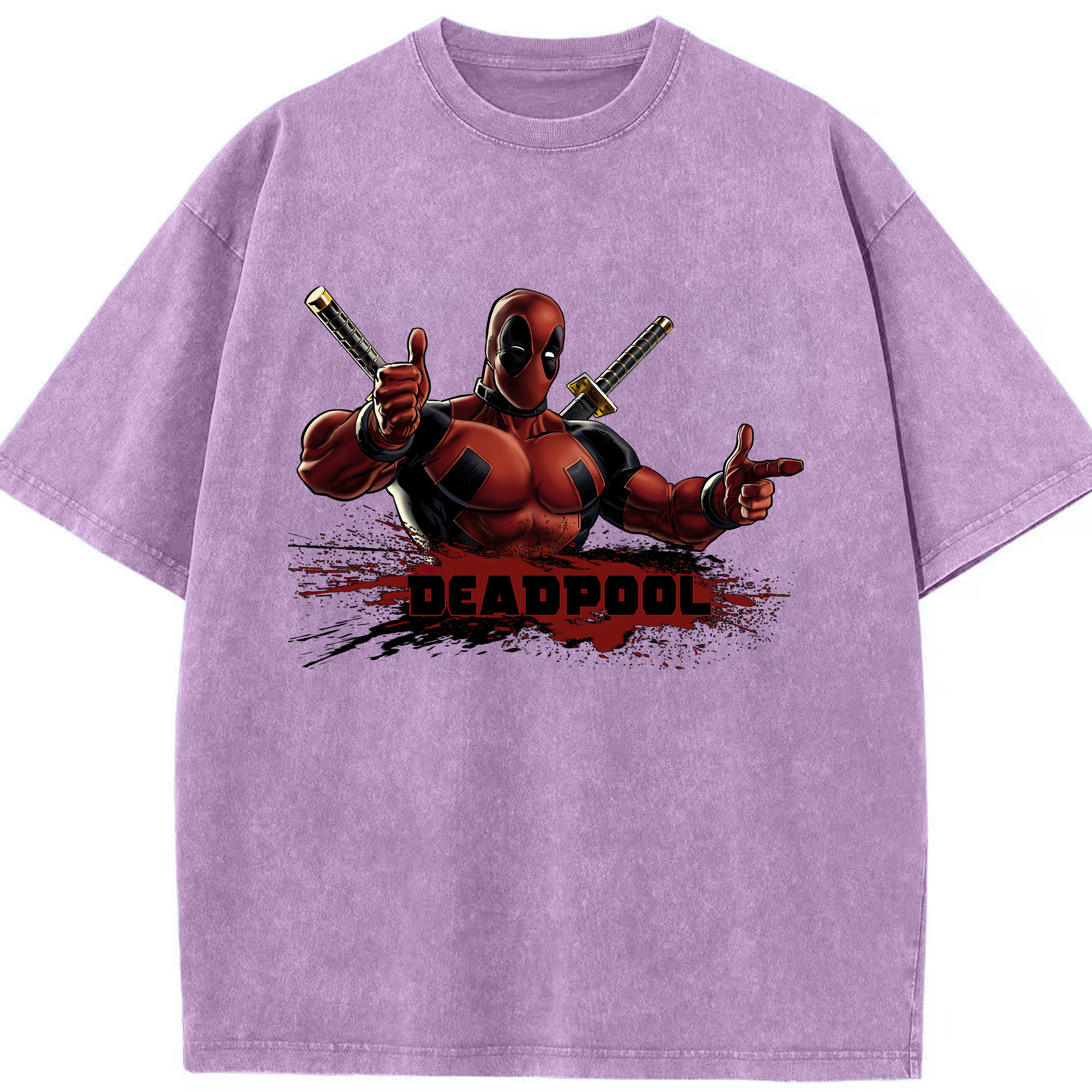 （画像用） Deadpool デッドプール 綿100% ヴィンテージ風 半袖Tシャツ（フロントプリント）