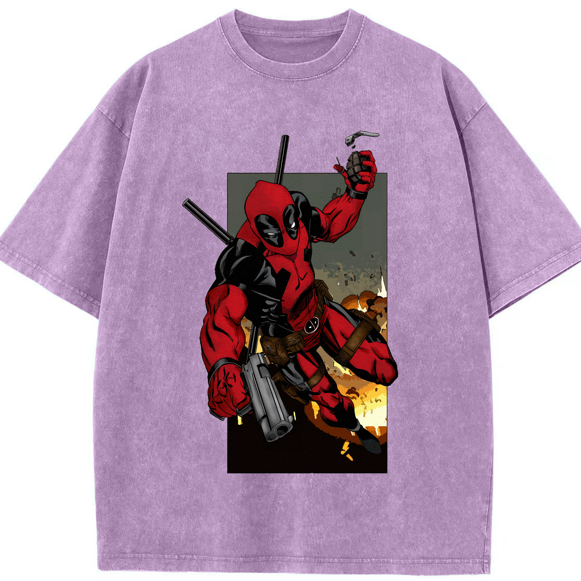 （画像用） Deadpool デッドプール 綿100% ヴィンテージ風 半袖Tシャツ（フロントプリント）