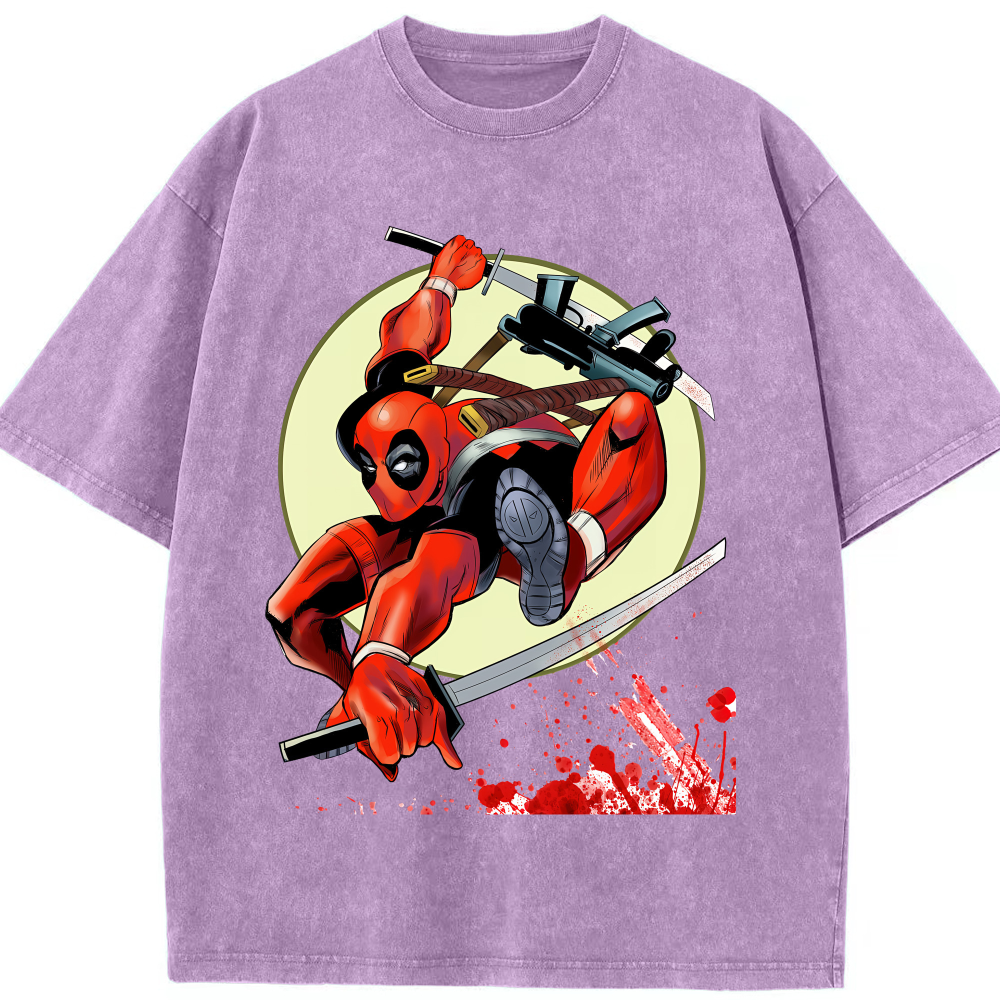（画像用） Deadpool デッドプール 綿100% ヴィンテージ風 半袖Tシャツ（フロントプリント）