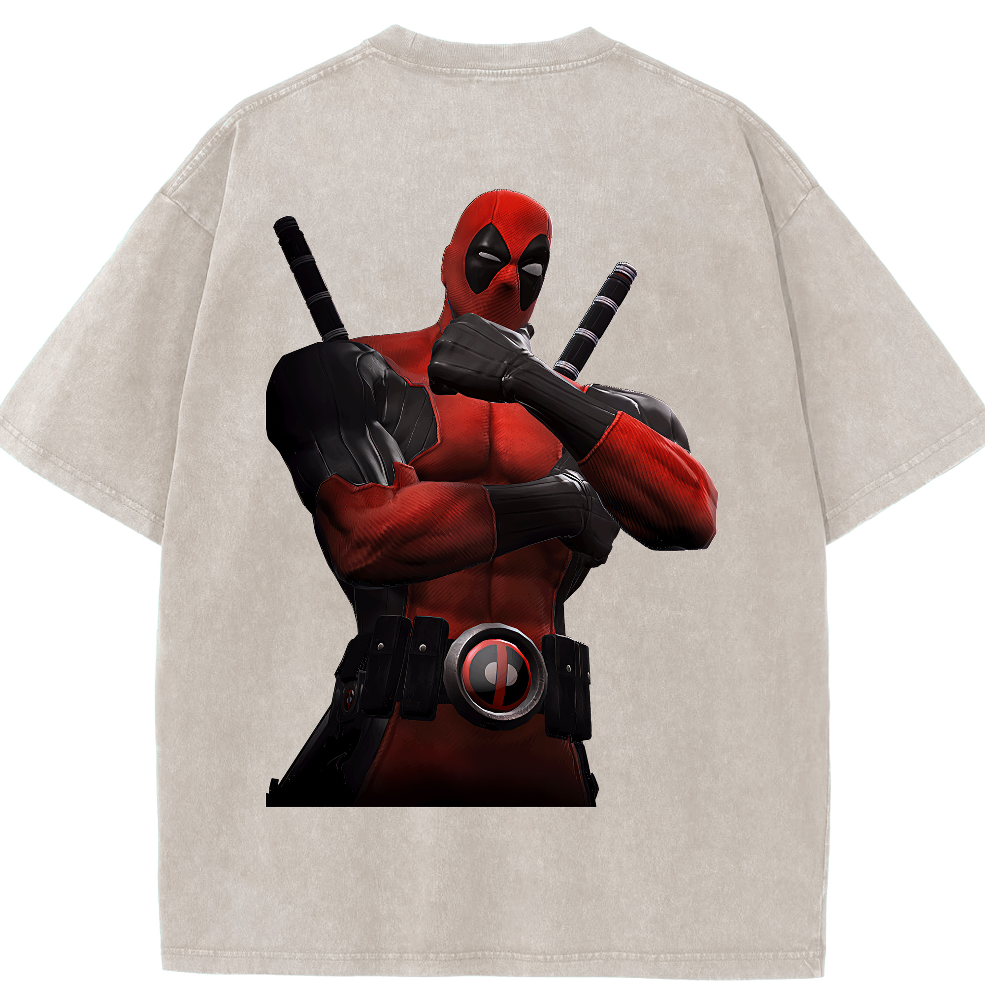 （画像用） Deadpool デッドプール 綿100% ヴィンテージ風 半袖Tシャツ（背面プリント）
