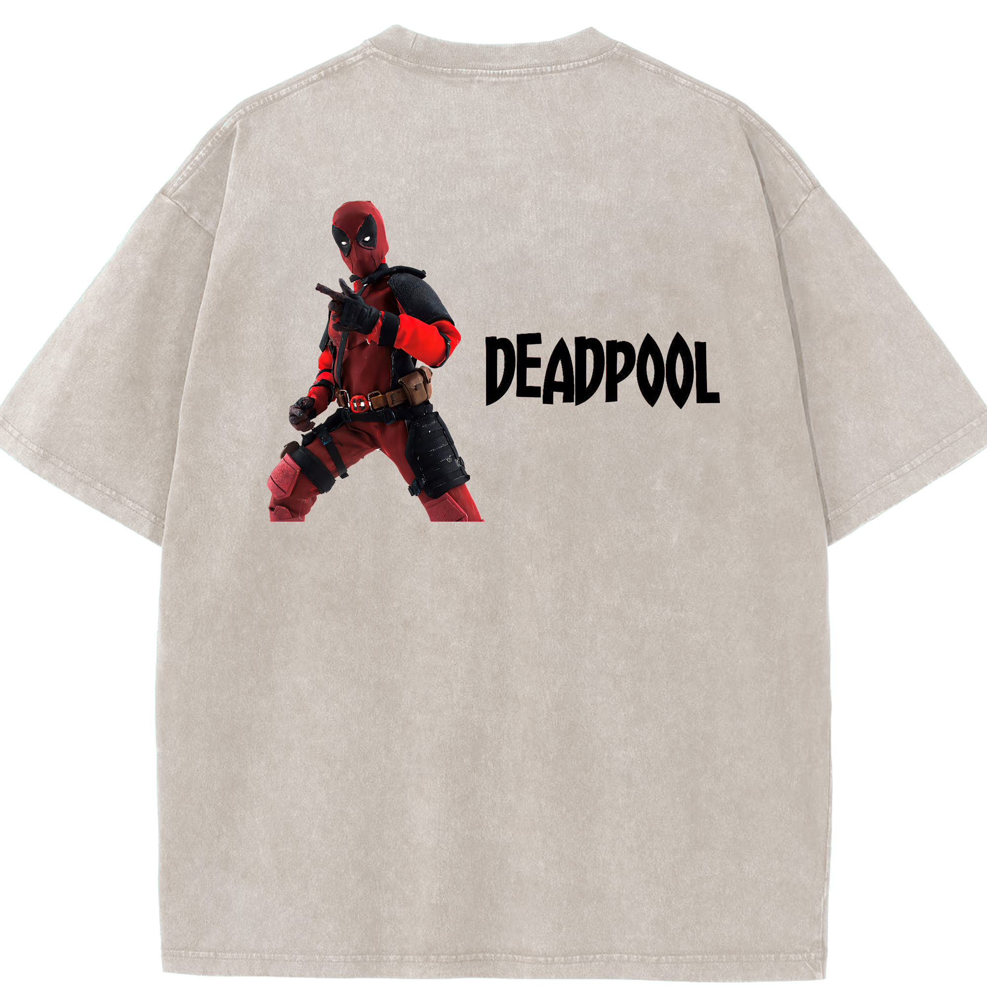 （画像用） Deadpool デッドプール 綿100% ヴィンテージ風 半袖Tシャツ（背面プリント）