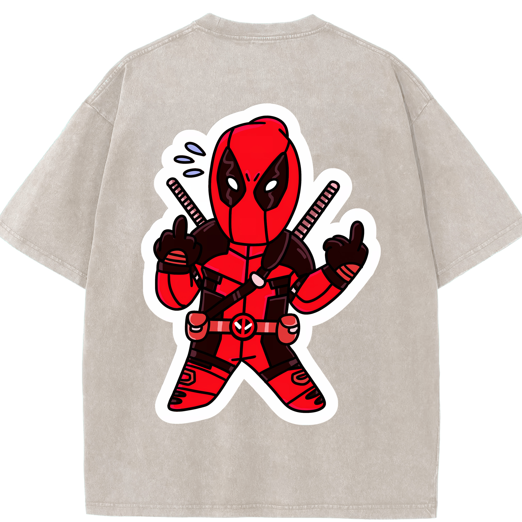 （画像用） Deadpool デッドプール 綿100% ヴィンテージ風 半袖Tシャツ（背面プリント）