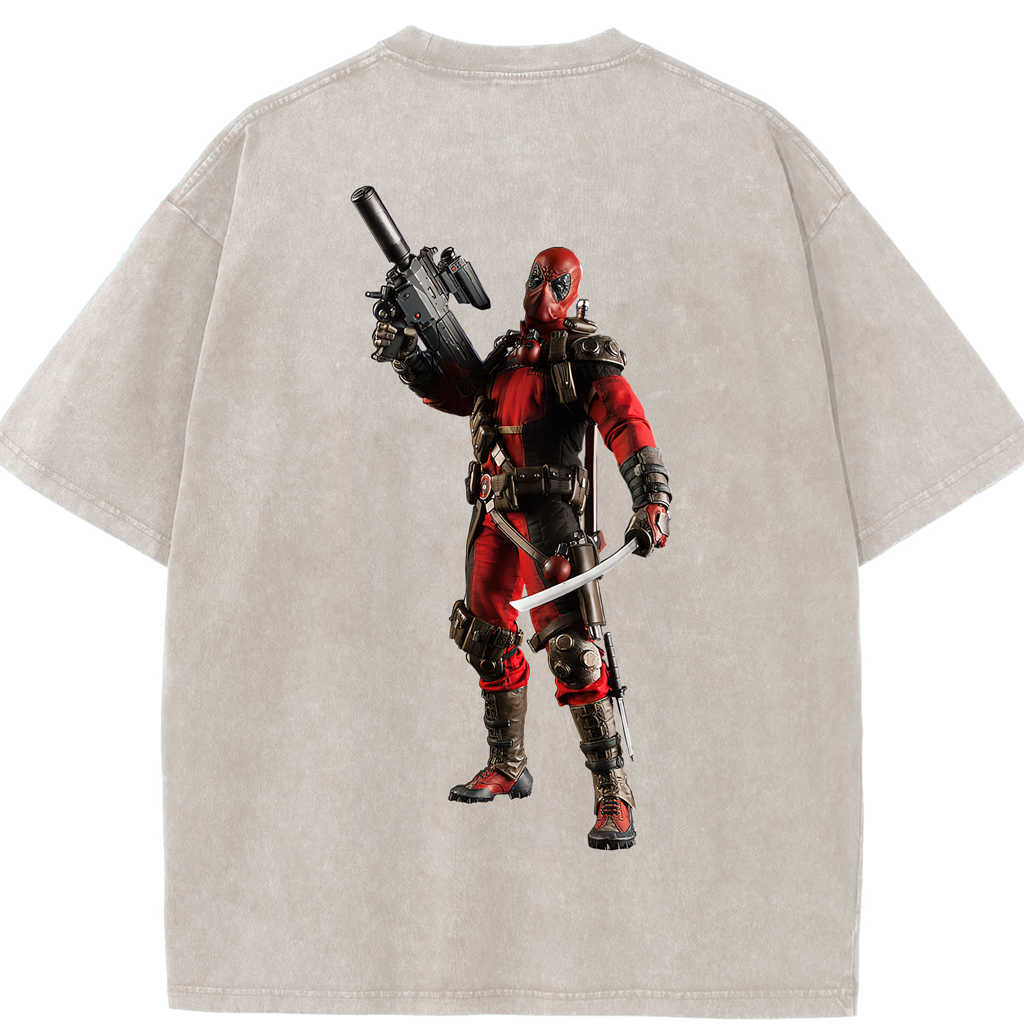 （画像用） Deadpool デッドプール 綿100% ヴィンテージ風 半袖Tシャツ（背面プリント）