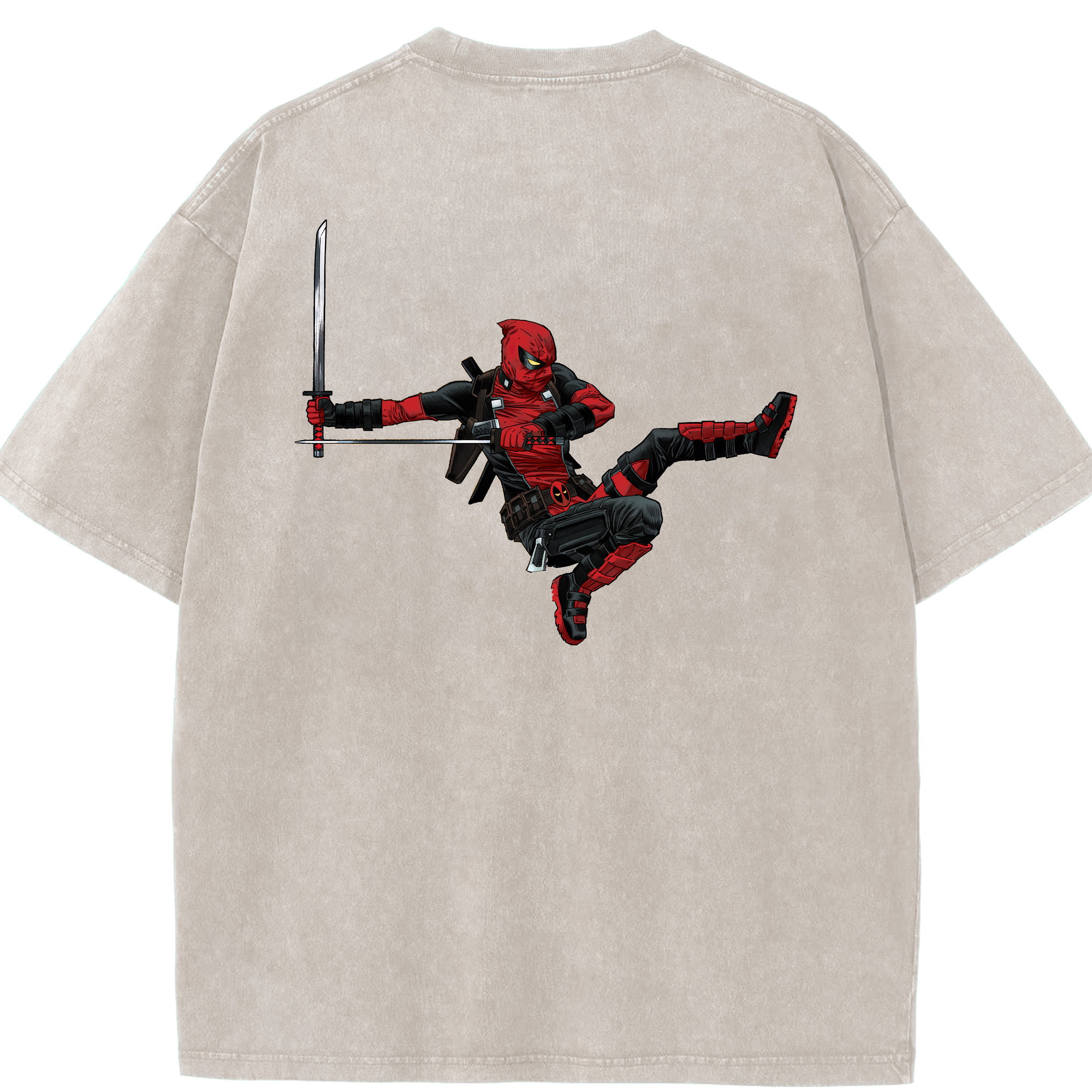 （画像用） Deadpool デッドプール 綿100% ヴィンテージ風 半袖Tシャツ（背面プリント）