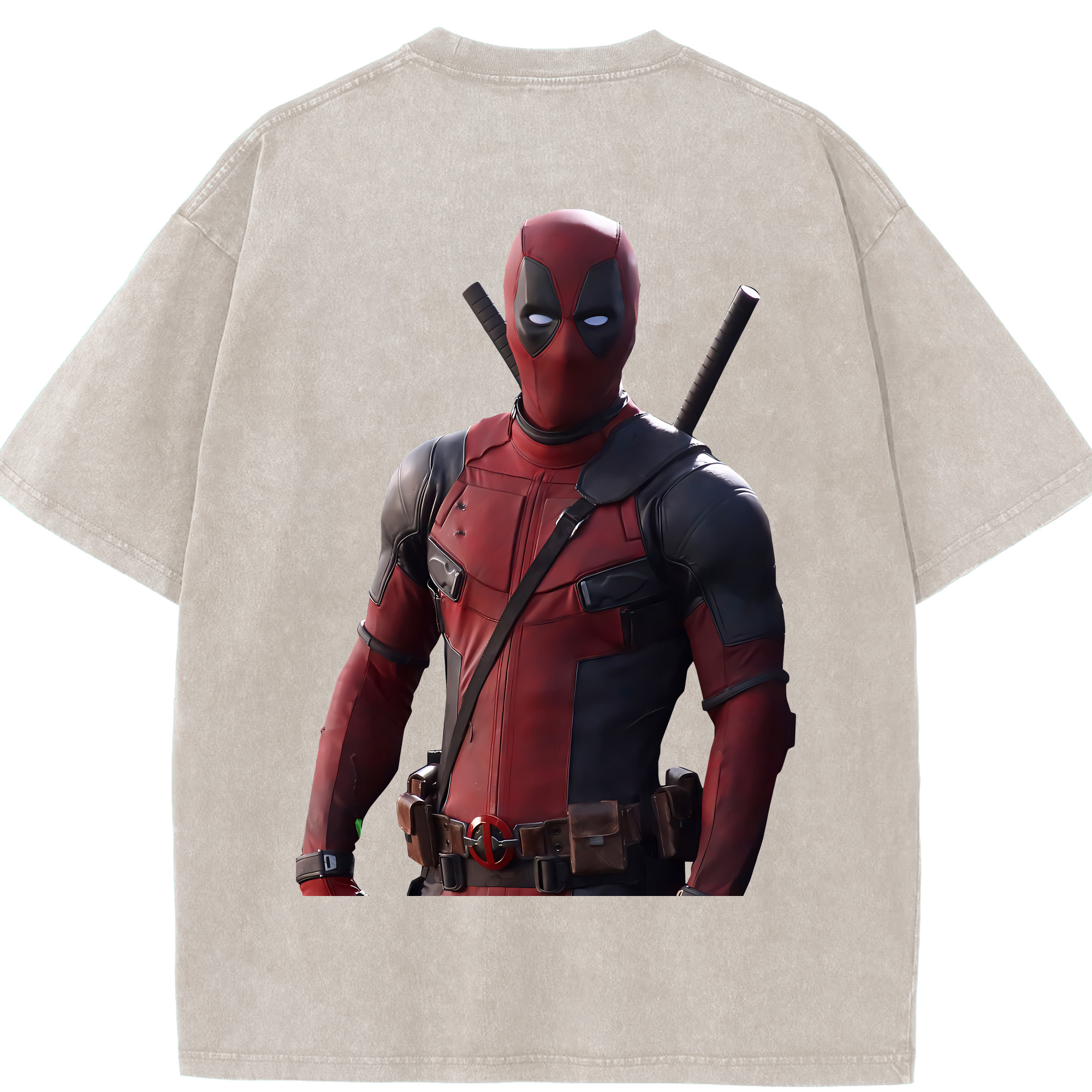 （画像用） Deadpool デッドプール 綿100% ヴィンテージ風 半袖Tシャツ（背面プリント）