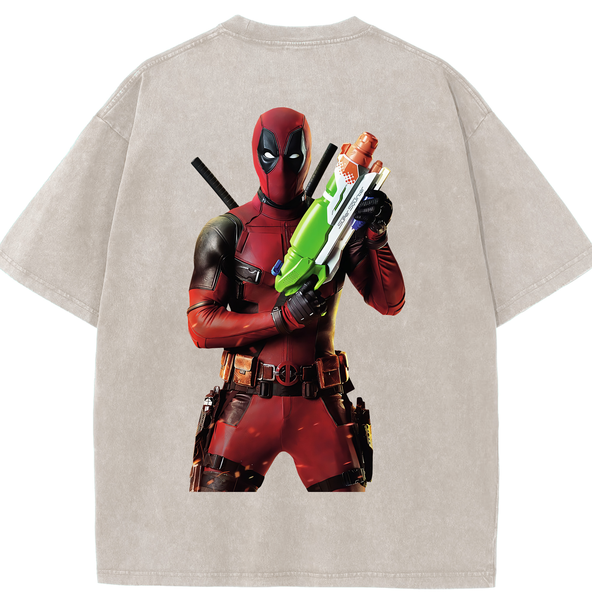（画像用） Deadpool デッドプール 綿100% ヴィンテージ風 半袖Tシャツ（背面プリント）