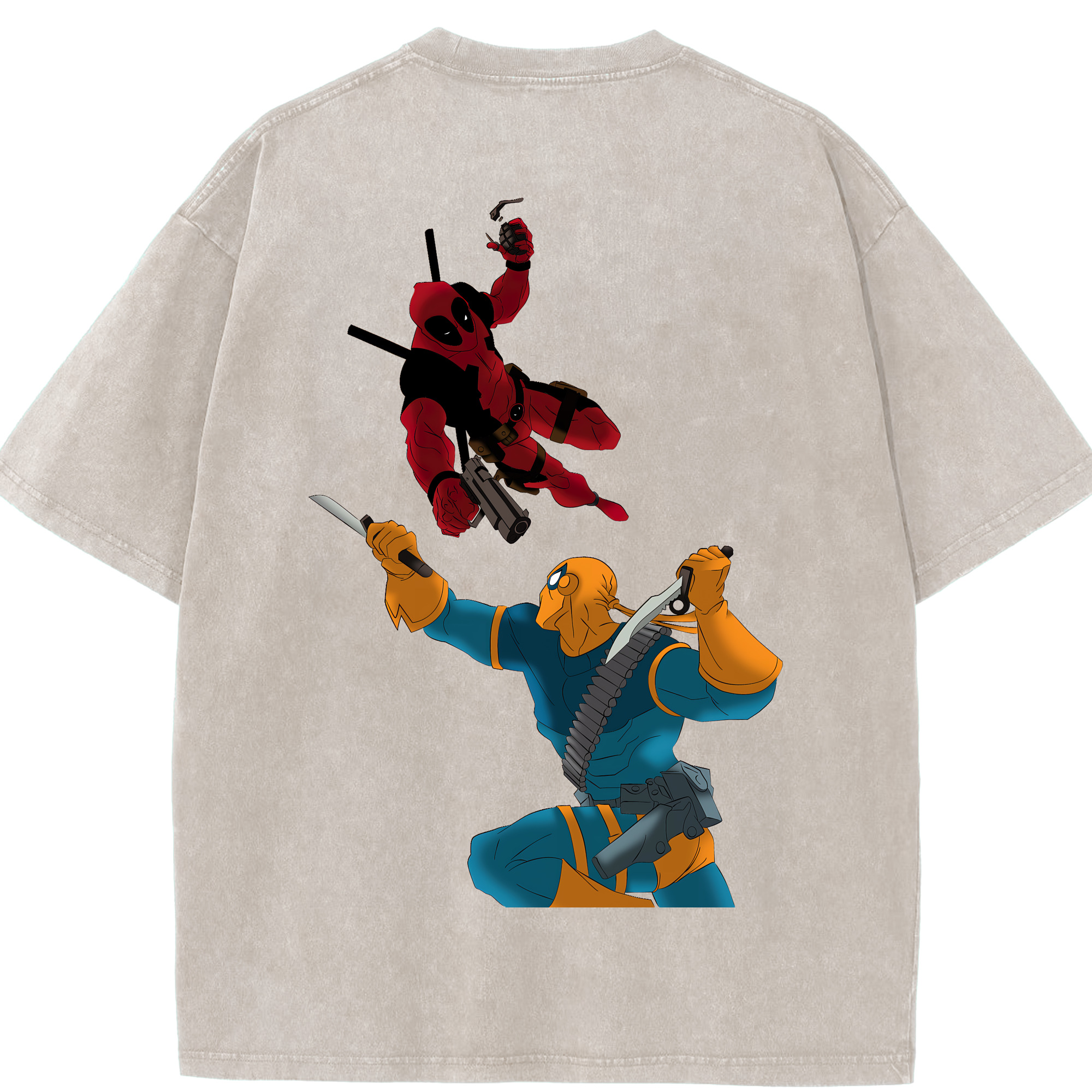 （画像用） Deadpool デッドプール 綿100% ヴィンテージ風 半袖Tシャツ（背面プリント）