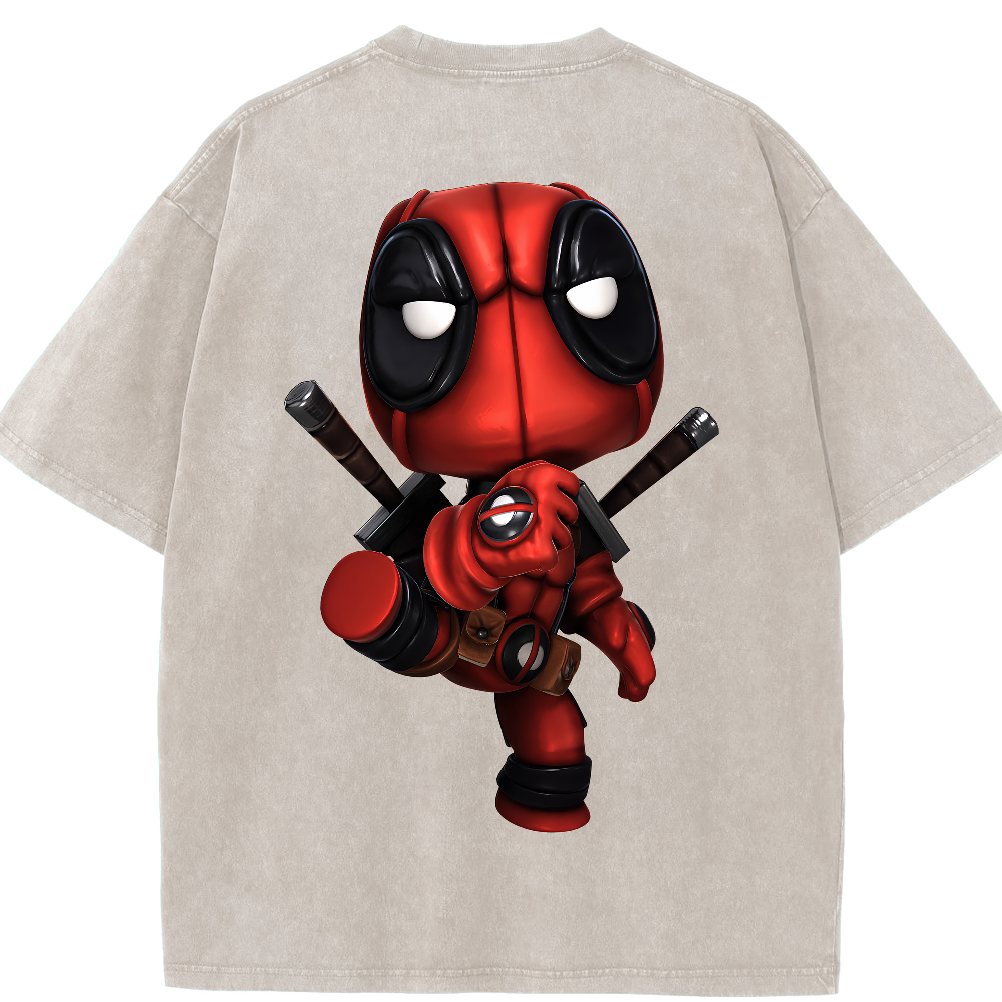 （画像用） Deadpool デッドプール 綿100% ヴィンテージ風 半袖Tシャツ（背面プリント）