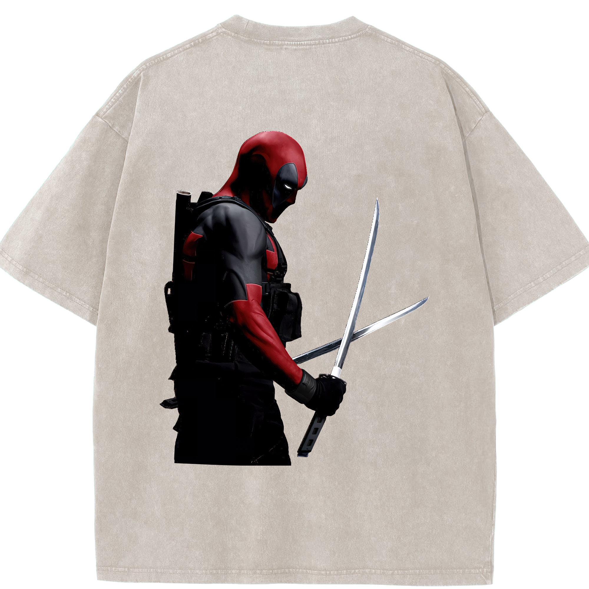 （画像用） Deadpool デッドプール 綿100% ヴィンテージ風 半袖Tシャツ（背面プリント）